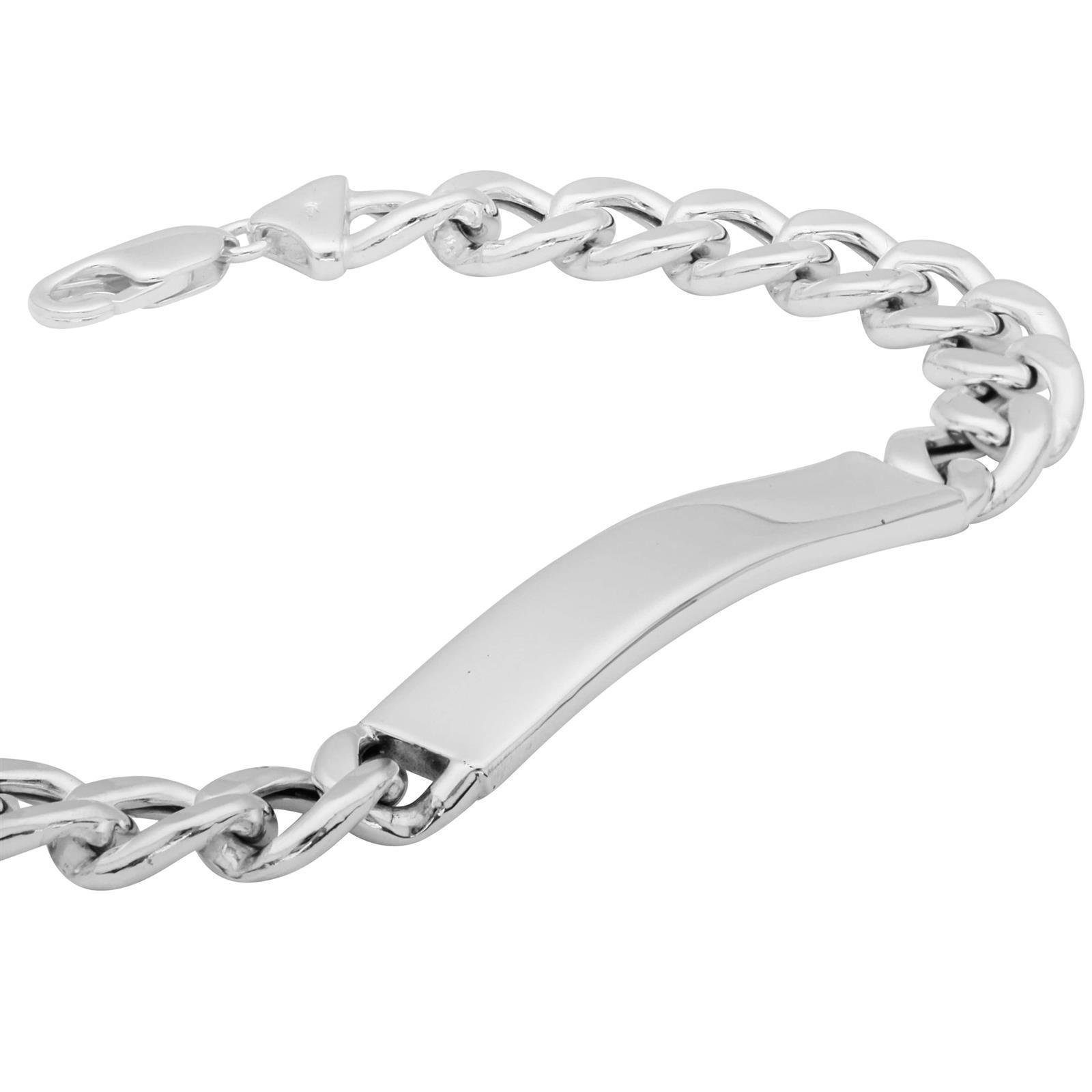 Tony Fein Armband mit Gravur Gravurpanzerarmband Breite Massive Platte 925er Sterling Silber Massiv, Made in Italy für Damen und Herren