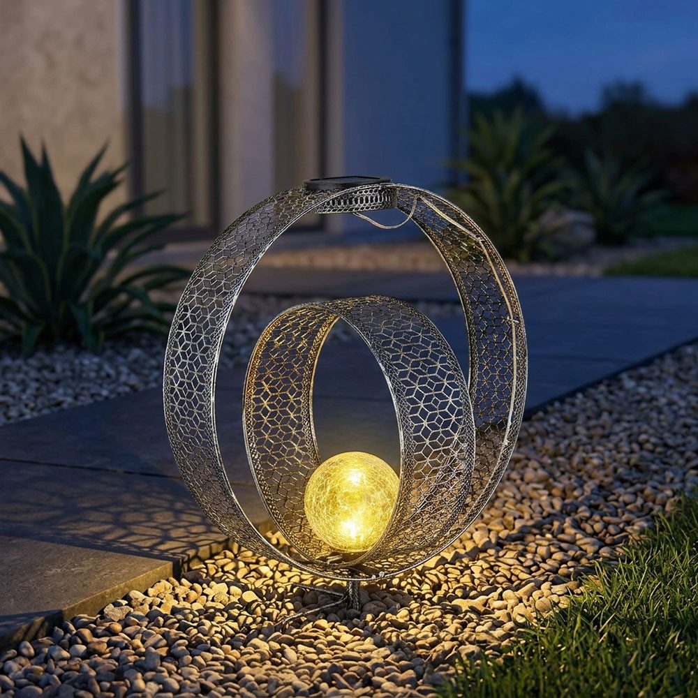 GLOBO LIGHTING LED Solarleuchte, LED-Leuchtmittel fest verbaut, Warmweiß, Solarlampe orientalische Kugel Dekoleuchte