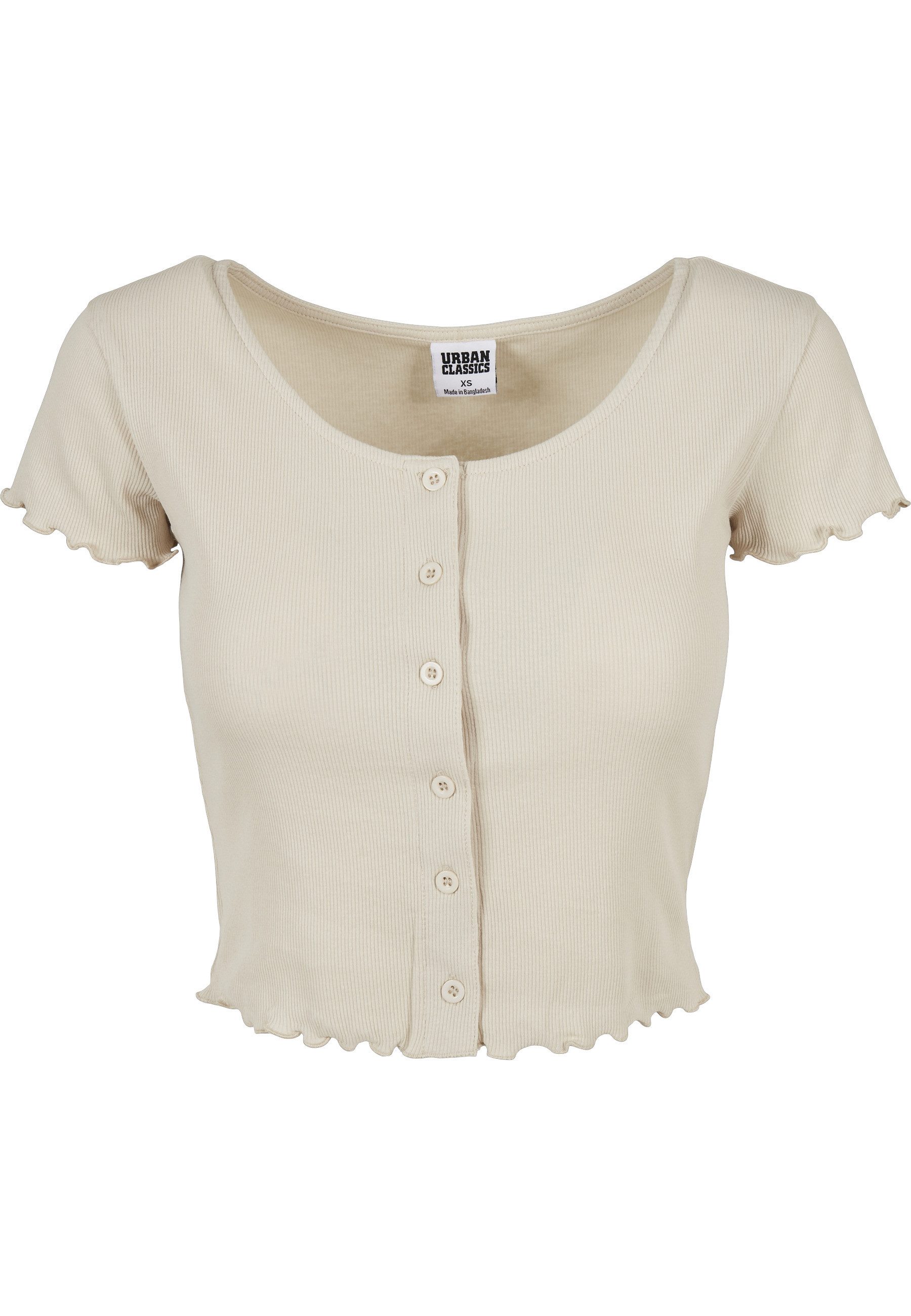 URBAN CLASSICS Kurzarmshirt Urban Classics Damen Ladies Cropped Button Up Rib Tee (1-tlg)