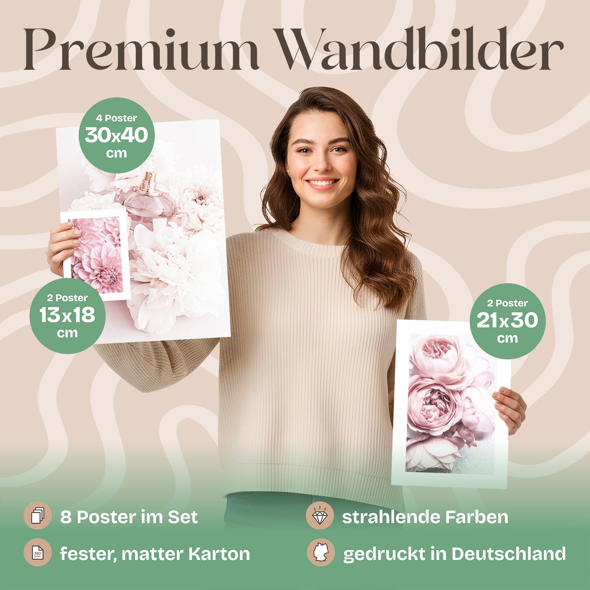 ARTFAVES Bilder-Collage Poster Set Coco I mehrteilige Bilderwand I Wandbilder Rosa, (Wandbilder)