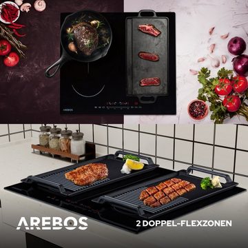 Arebos Induktions-Kochfeld 7200 W, 4 Kochfelder mit Flexzonen, 59 cm