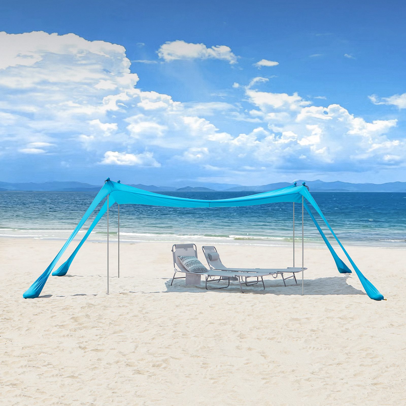 SoBuy Strandzelt Sonnensegel mit Alu-Stangen Sonnenschutz für Strand OZT02- günstig online kaufen