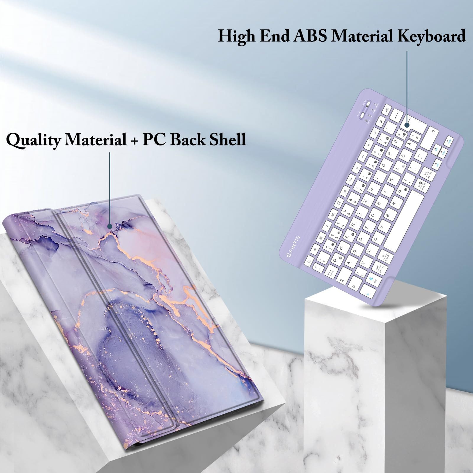 Fintie Tablet-Hülle + Tastatur für Samsung Galaxy Tab S10 Lite/S10 FE/S9 FE 10.9" & S9 11", Keyboard Cover mit Magnetisch Abnehmbarer Deutscher Bluetooth Tastatur