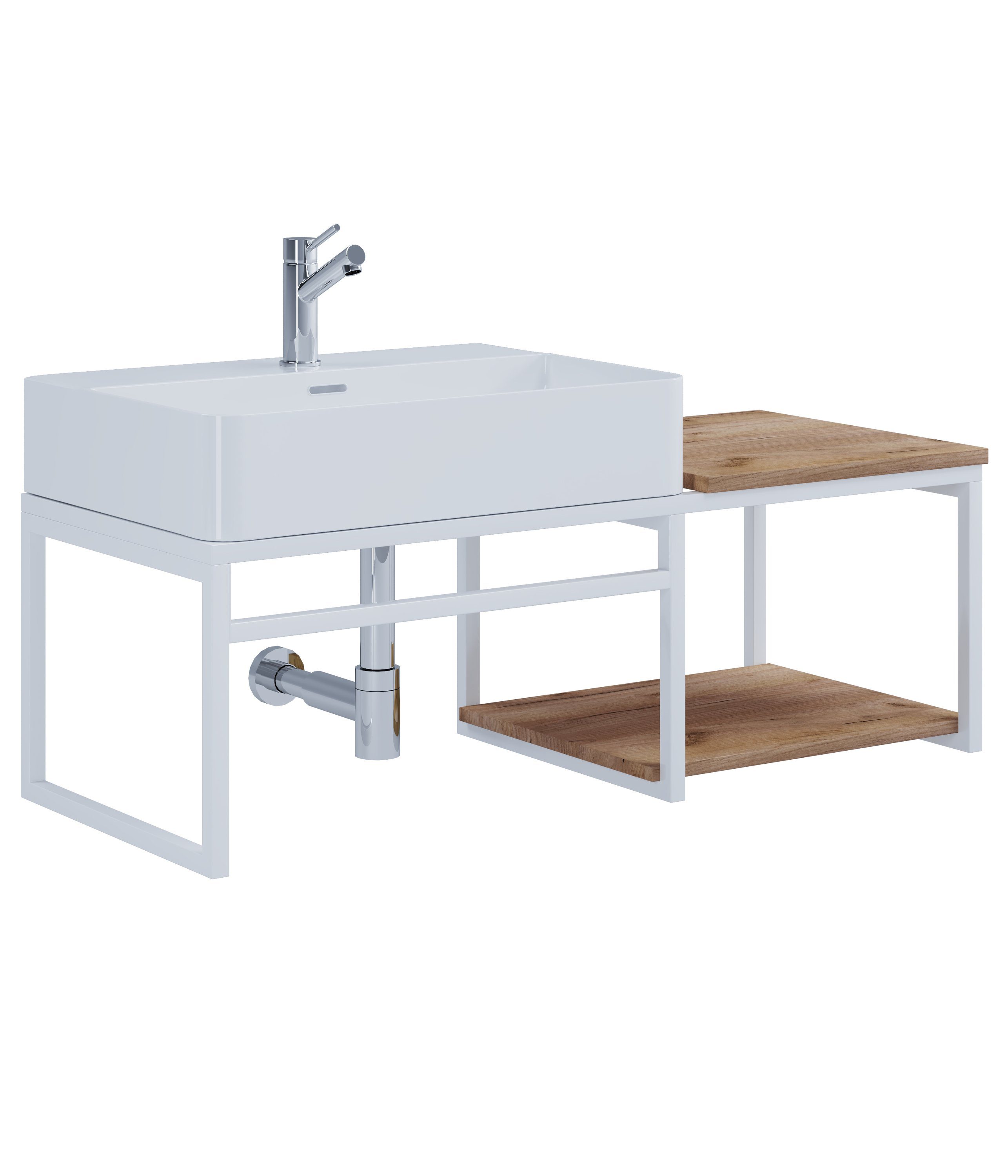 VCM Waschtisch 2-tlg. Waschtisch Badmöbel Holz Metall Bitila 100 günstig online kaufen