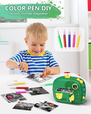 Hangrui mit 5 Farbige Stifte Geschenk für Kinder Kinderkamera (12 MP, Sofortbildkamera mit 32G Speicherkarte & 3 Rollen Druckpapier)