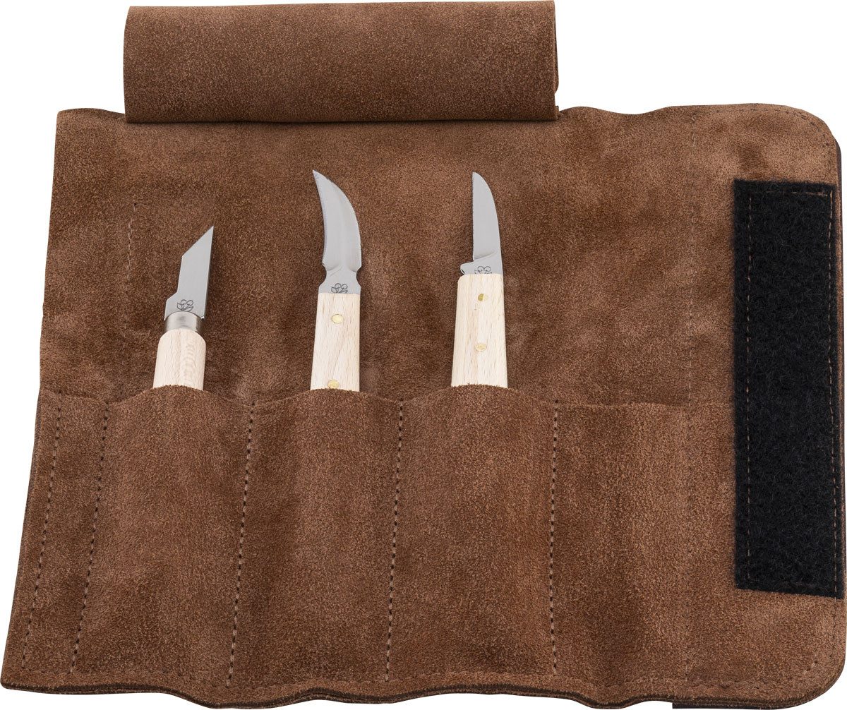 Stechbeitel KIRSCHEN Schnitzmessersatz in Ledertasche 3-tlg. 3307000