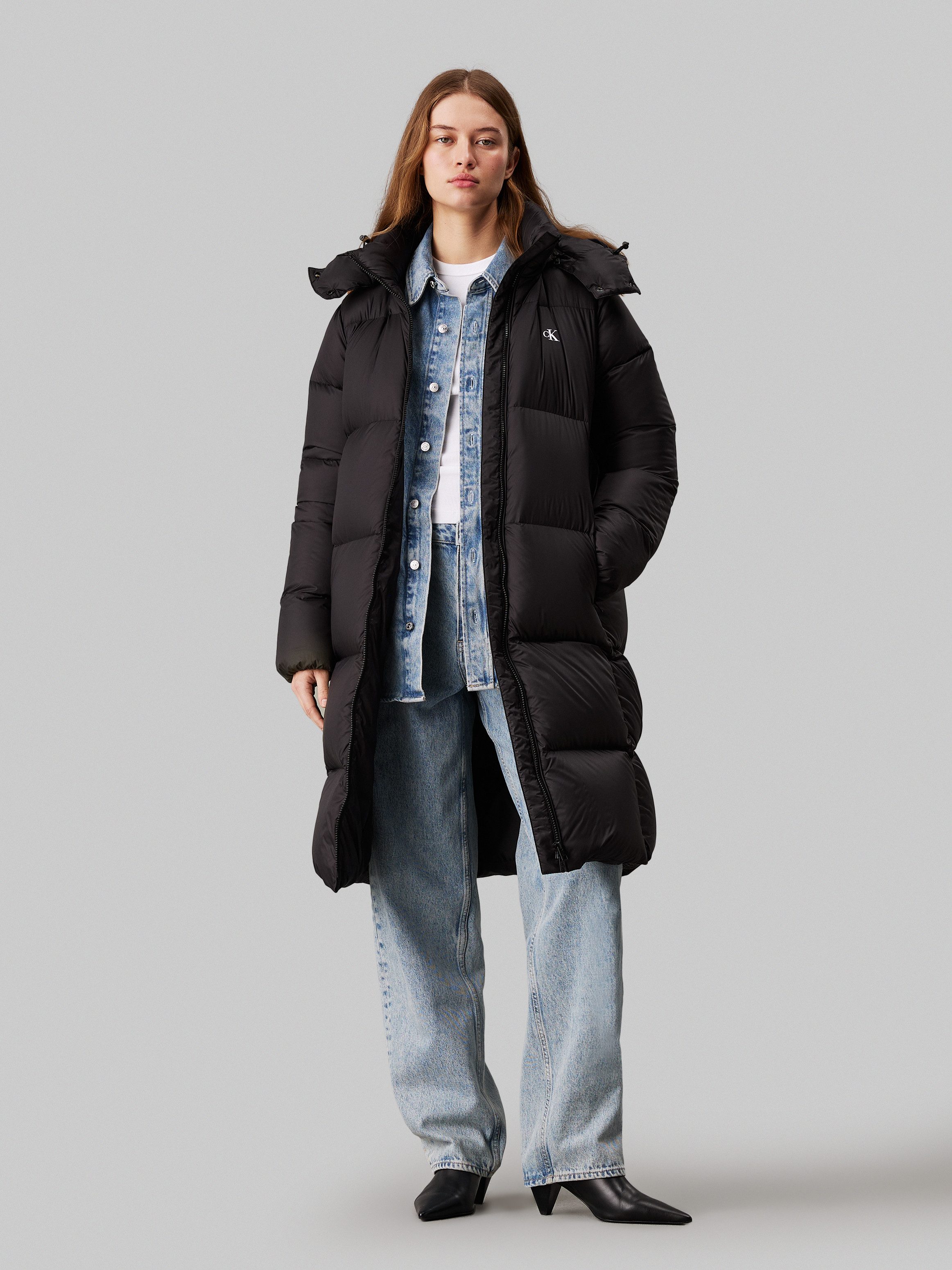 Calvin Klein Jeans Langjacke DOWN LONG PUFFER mit Logodruck