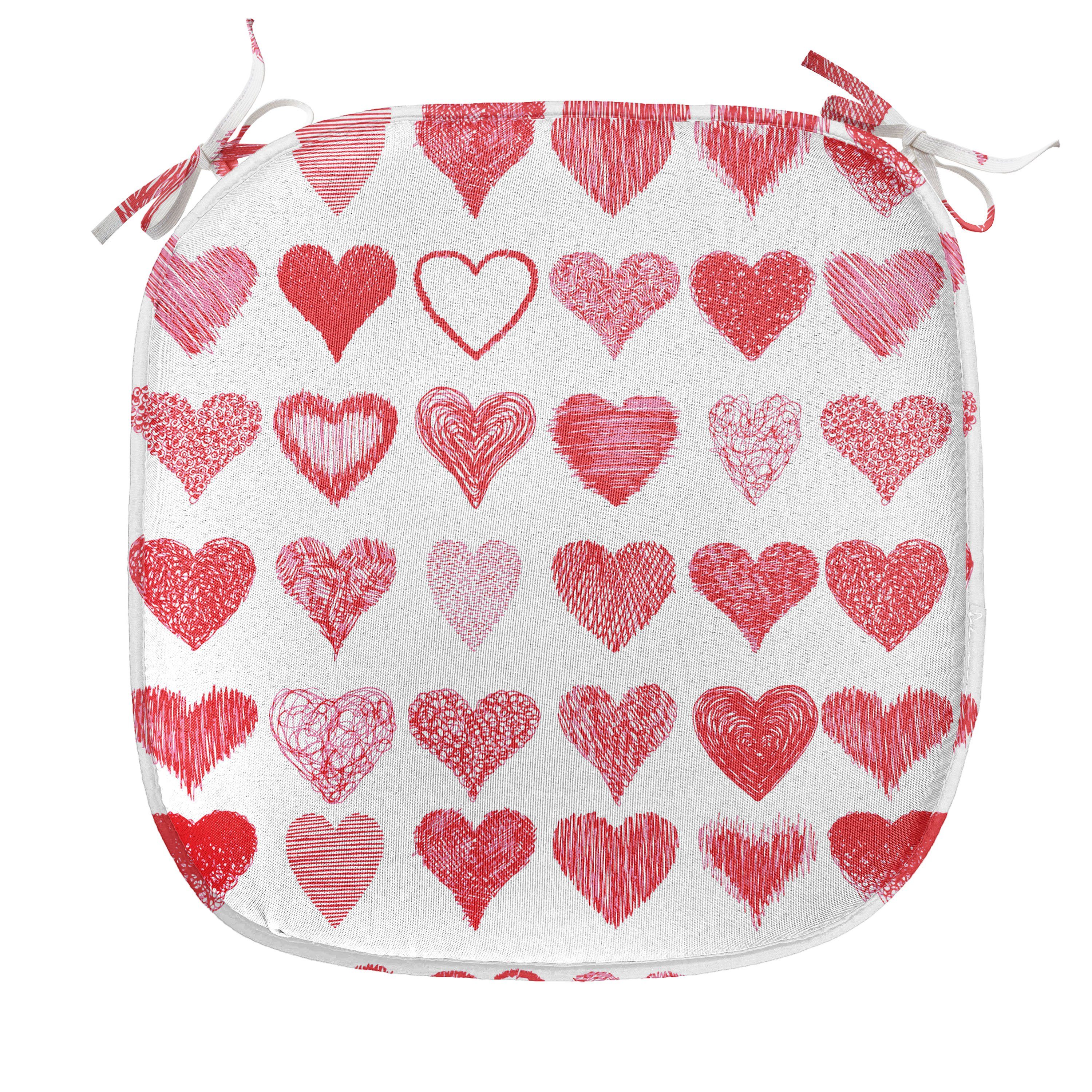 Abakuhaus Stuhlkissen Dekoratives wasserfestes Kissen mit Riemen für Küchensitze, Valentinstag Romantische Herzen