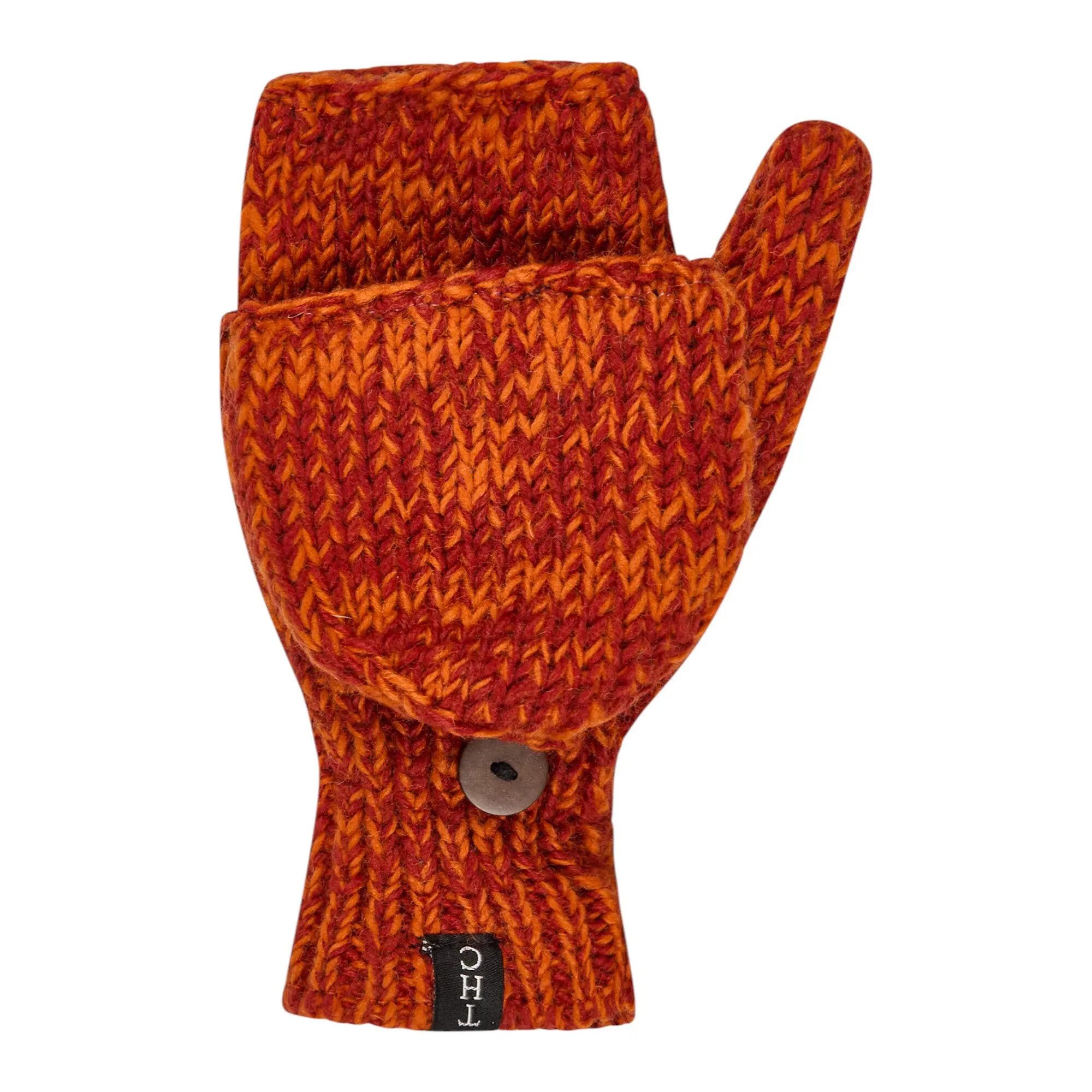 THC Natural Line Strickhandschuhe THC Klapphandschuhe 719 orange (1-St., 1 Paar) abklappbare Fingerspitzen