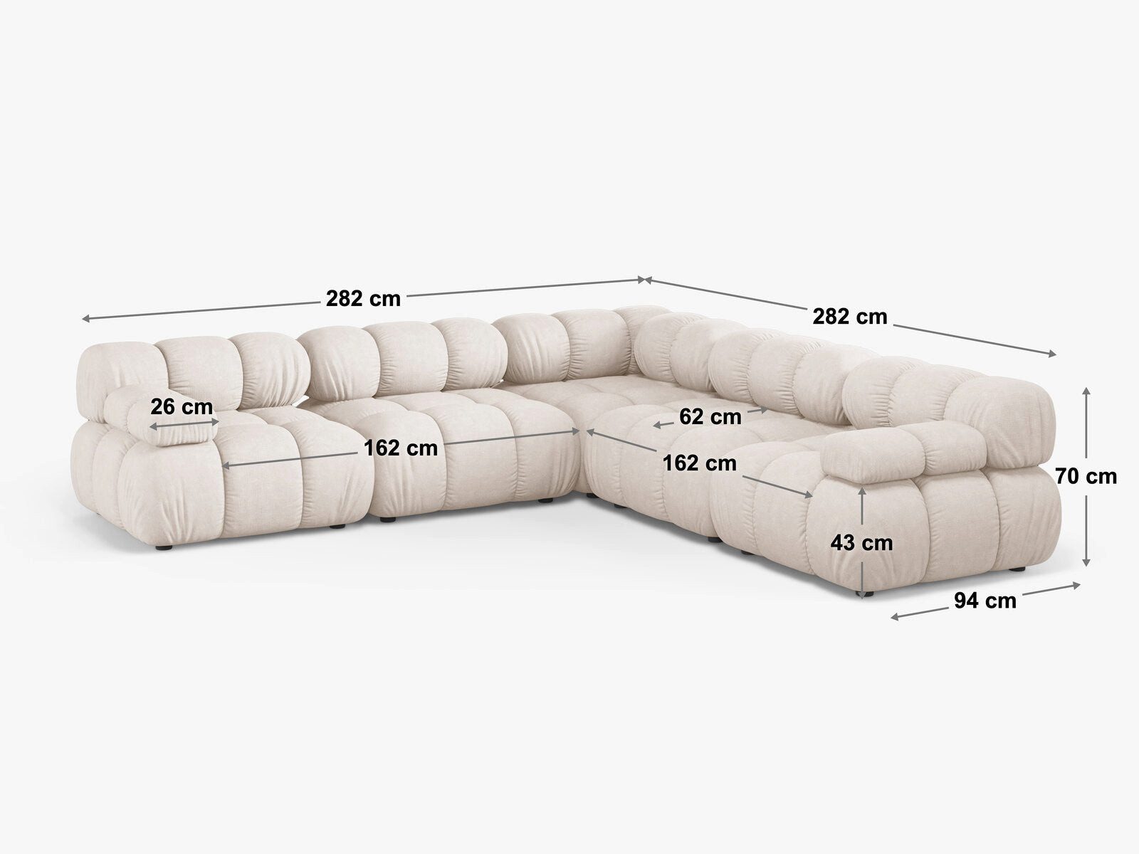 Micadoni Ecksofa Bellis, symmetrisch 5-Sitzer