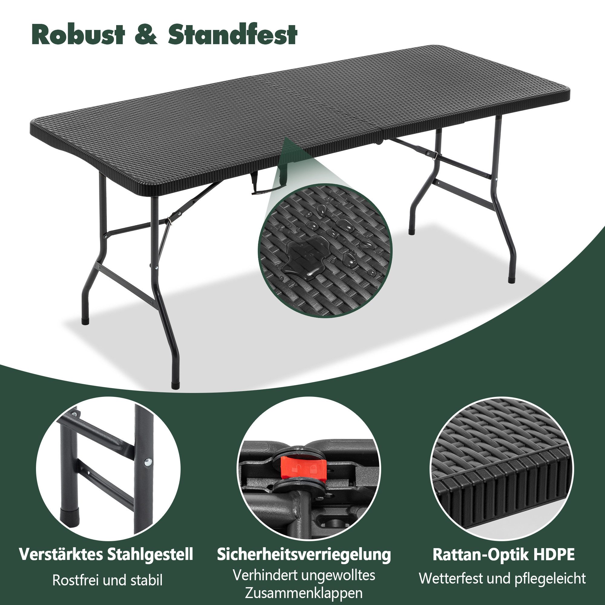 Thanaddo Klapptisch Bierzeltgarnitur Partytisch,Gartentisch,Campingtisch, Gartenmöbel Set,Klappbar & Wasserabweisend – Bild 5 von 5