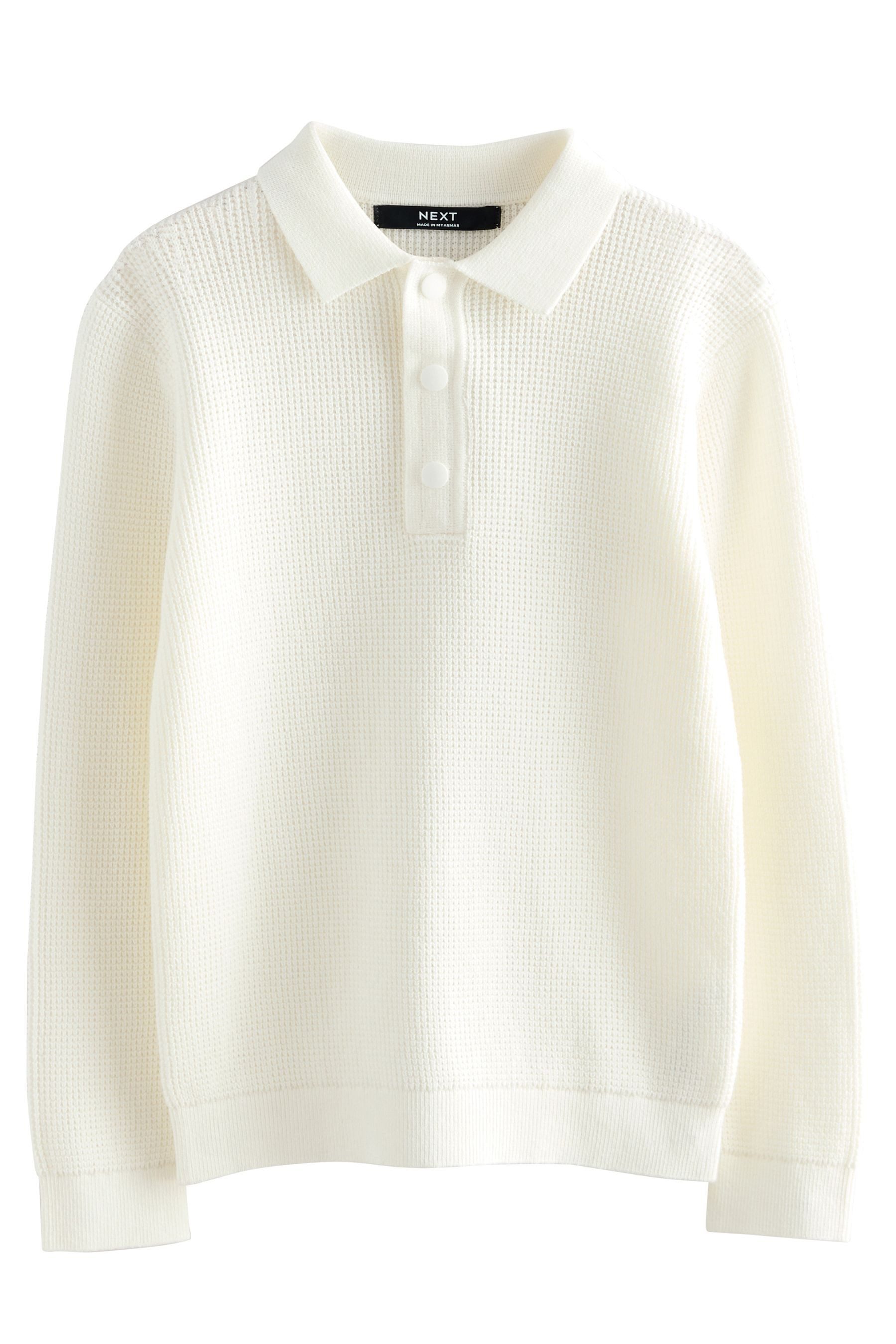 Polokragenpullover Langärmeliges strukturiertes Poloshirt
