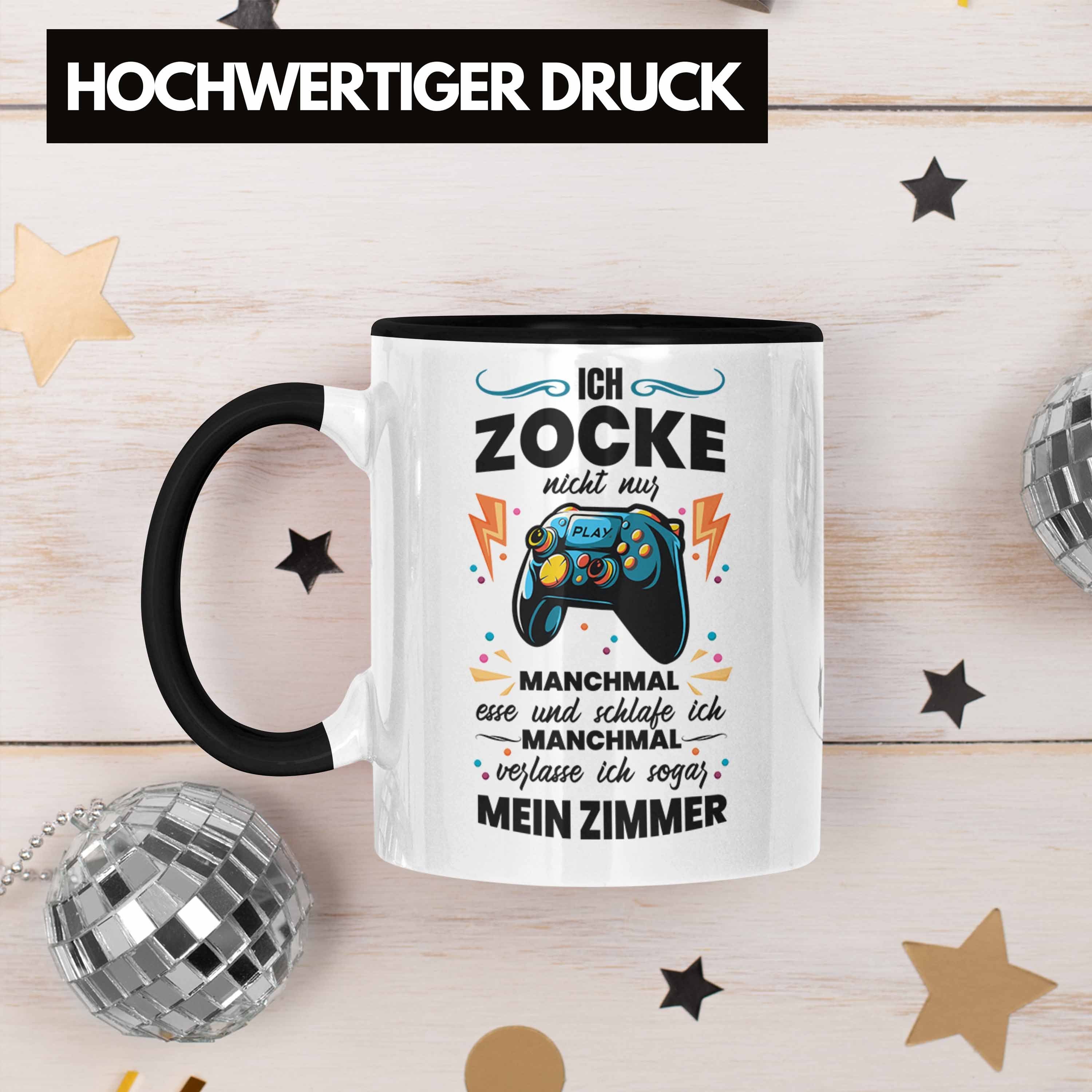Trendation Schwarz Nur Gamer Geschenk Ich Zocker - Geschenkidee Nicht Tasse Lustiger Trendation Spruch Lustige Zocke Jungs Tasse