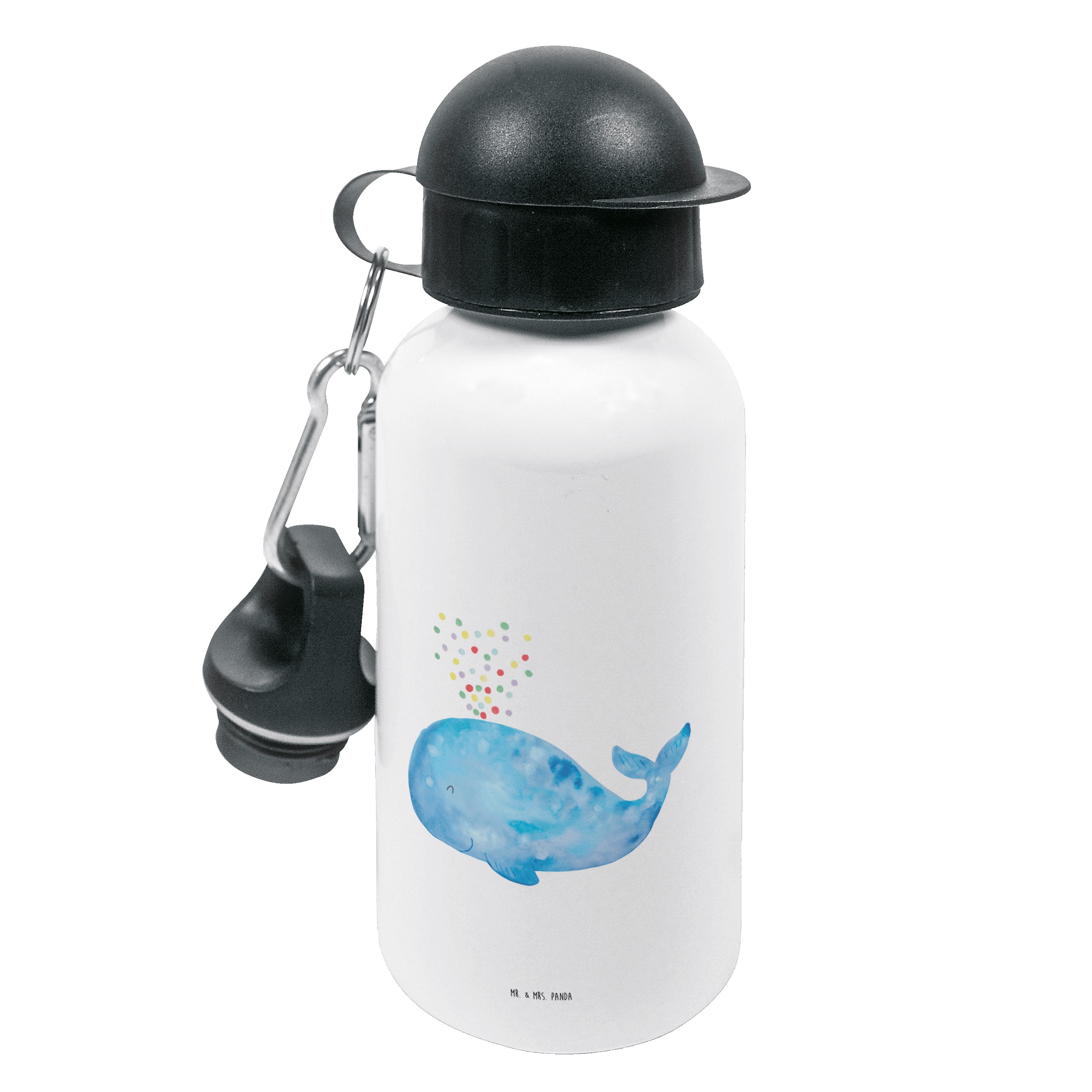 Mr. & Mrs. Panda Trinkflasche Konfetti Kindertrinkflasche, Weiß Wale, - Urlaub, Mee - Wal Geschenk