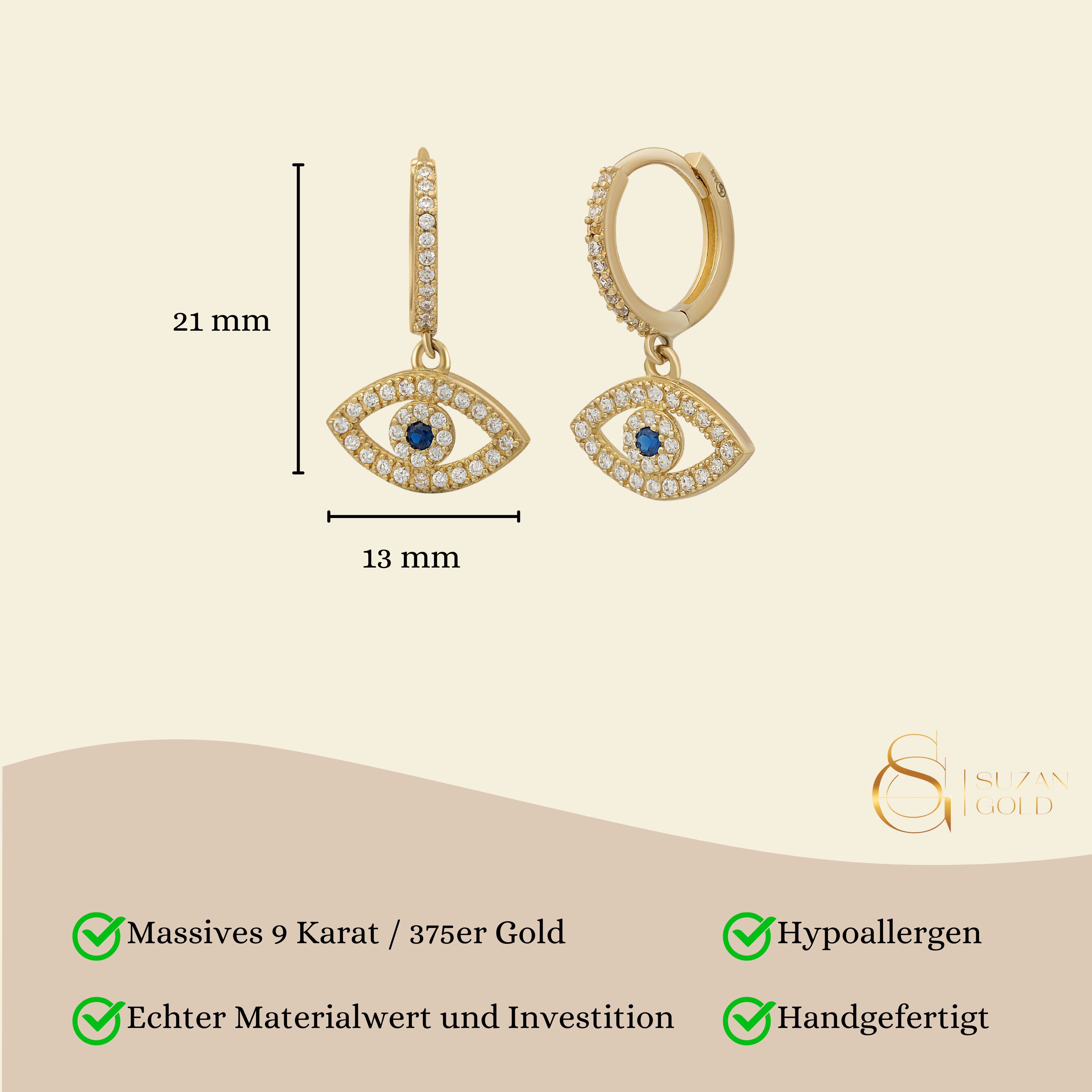 Suzan Gold Paar Creolen Evil Eye günstig online kaufen