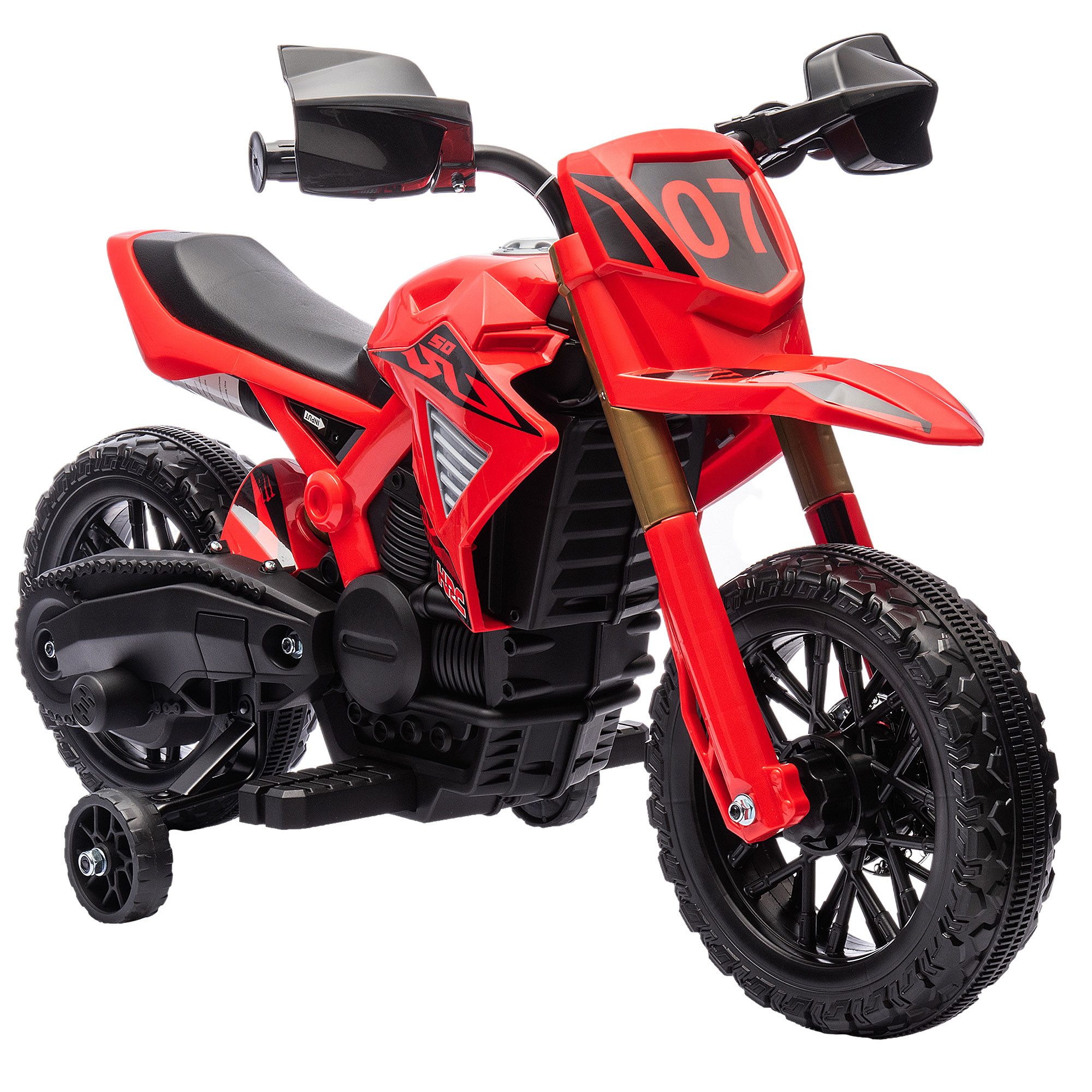 Elektro-Kindermotorrad 6V, mit Stützrädern, Hupe und Startgeräusch