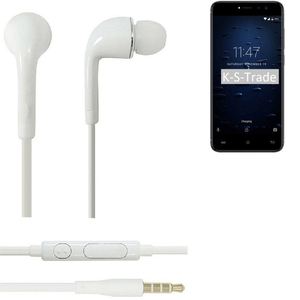 K-S-Trade für Cubot Note Plus In-Ear-Kopfhörer (Kopfhörer Headset mit Mikrofon u Lautstärkeregler weiß 3,5mm)