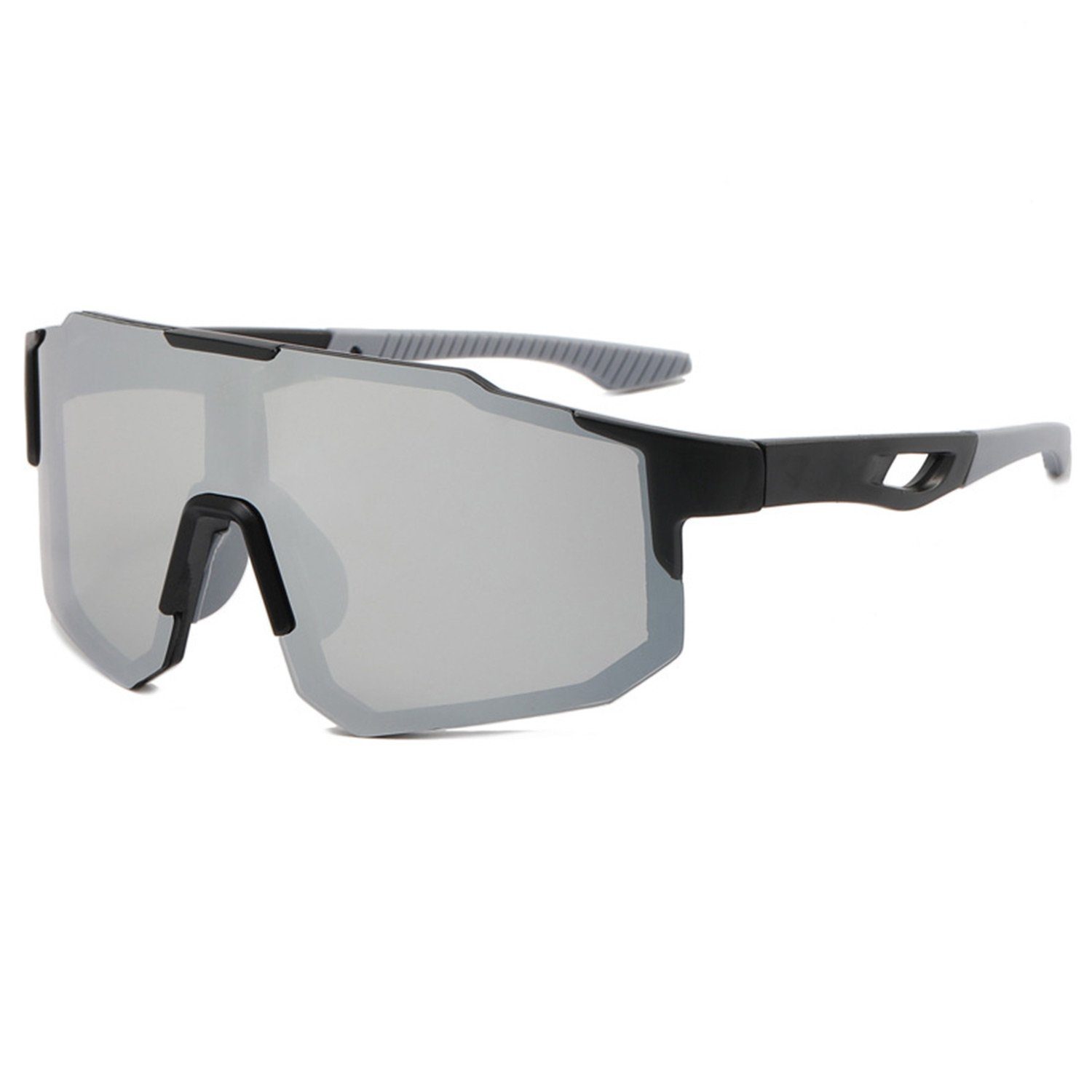 MAGICSHE Fahrradbrille Fahrradbrillen für Herren und Damen, Sport-Sonnenbrillen, Windschutzscheibe, UV-beständige und klare Sicht Brille Silberfolie mit schwarzem Rahmen | Fahrradbrillen