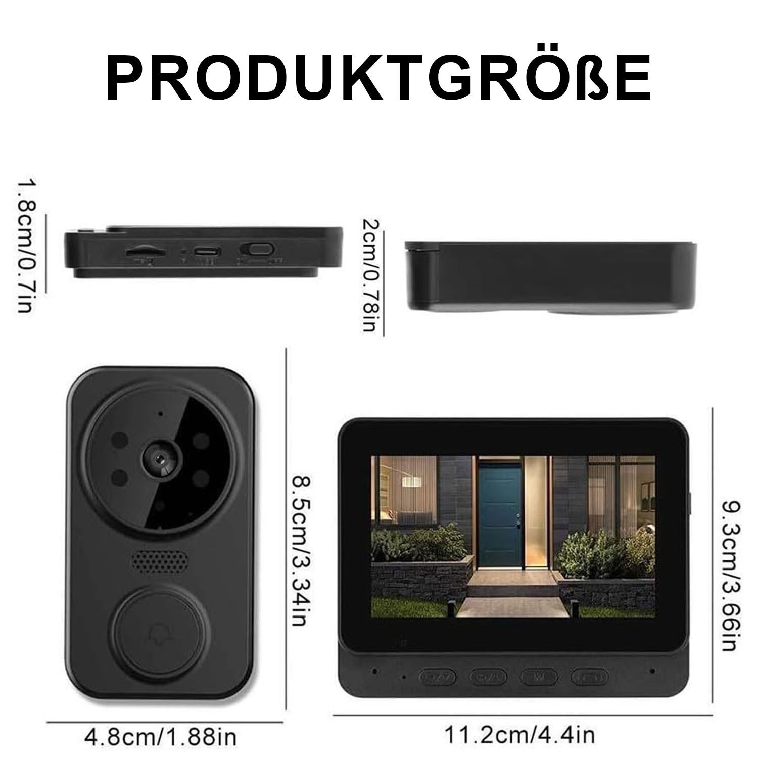 AIMAX Video-Türsprechanlage Videotürklingel Video Doorbell Wireless Außenkamera WLAN (mit türöffner, mit 4,3" Touchscreen mit Weitwinkel Kamera Videosprechanlagen)