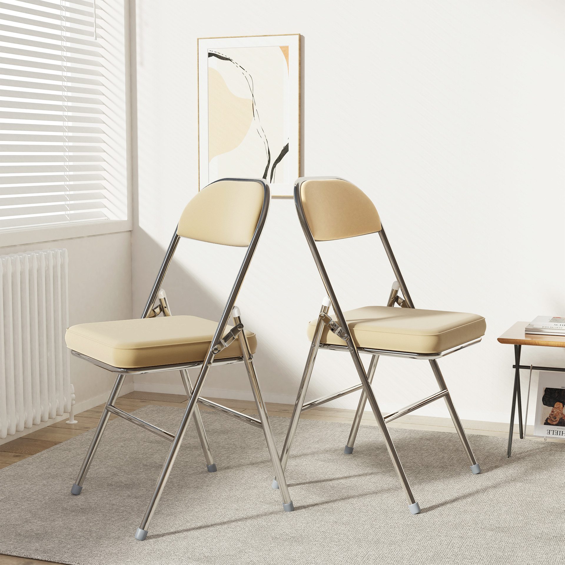 JEOBEST Klappstuhl Kunstleder Stuhl, (Set, 2/4 St)Klappbar, gepolstert, Metallgestell, bis 120 kg belastbar