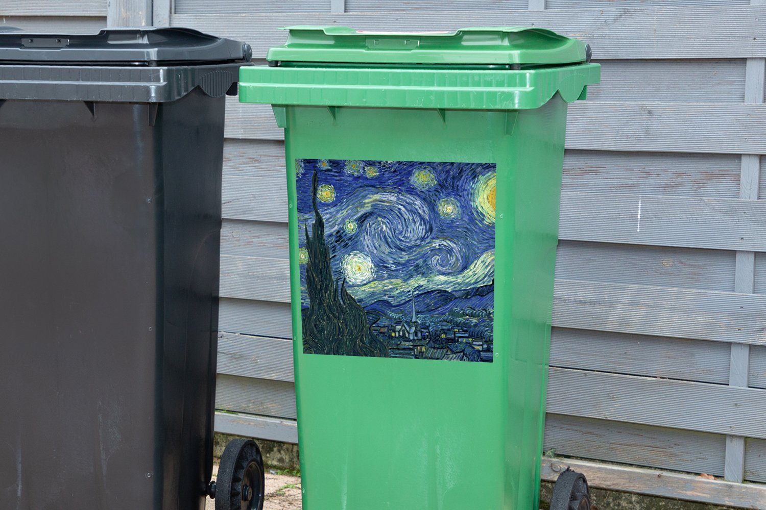 Sternennacht - Meister - Mülltonne, Gogh Wandsticker Abfalbehälter - Sticker, (1 Vincent van Mülleimer-aufkleber, Container, St), MuchoWow Gemälde Alte