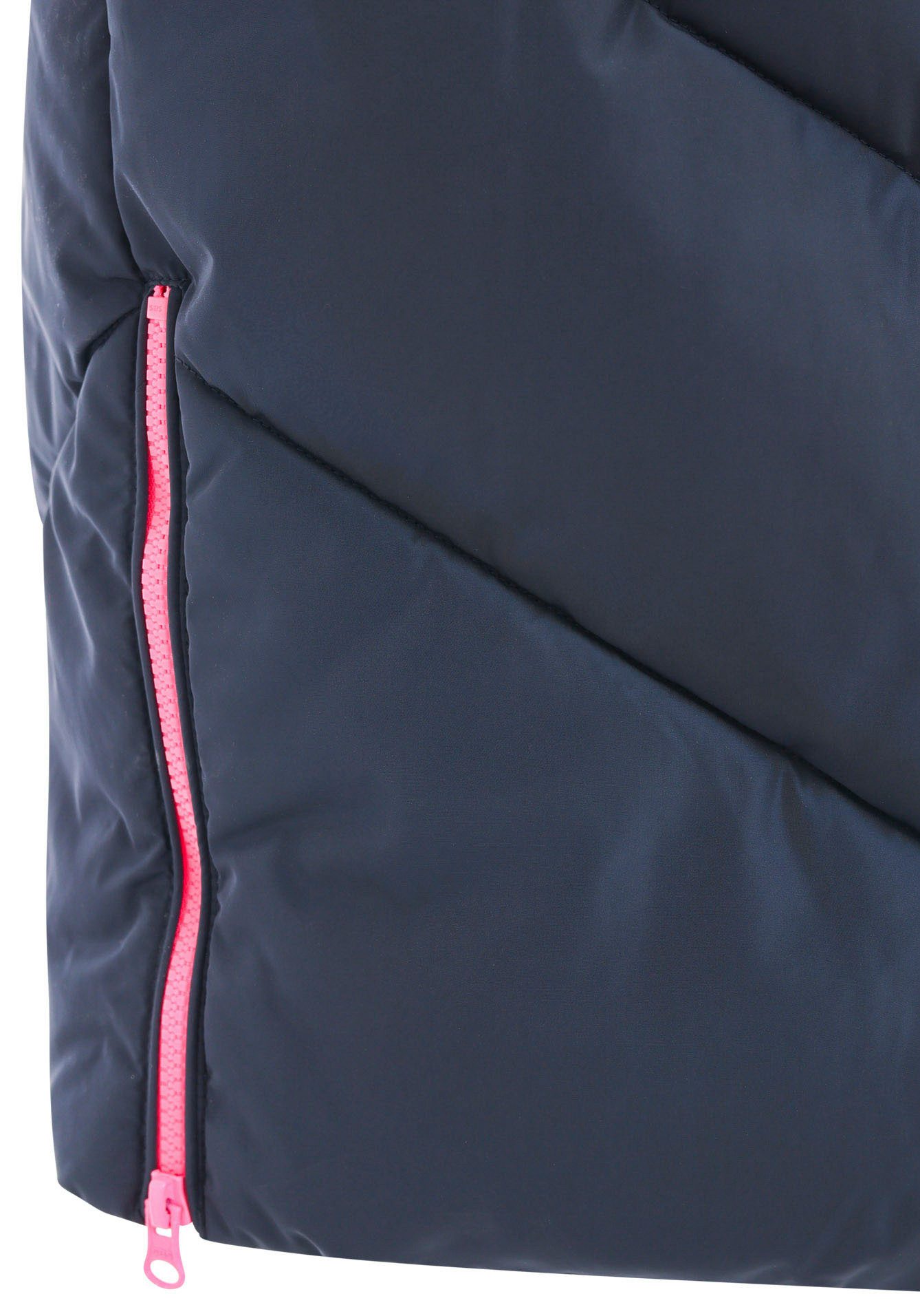 Zwillingsherz Steppweste "Strandglück" Doppel-Zipper, Kontrastdetails, Eingrifftaschen, modisch, knielang
