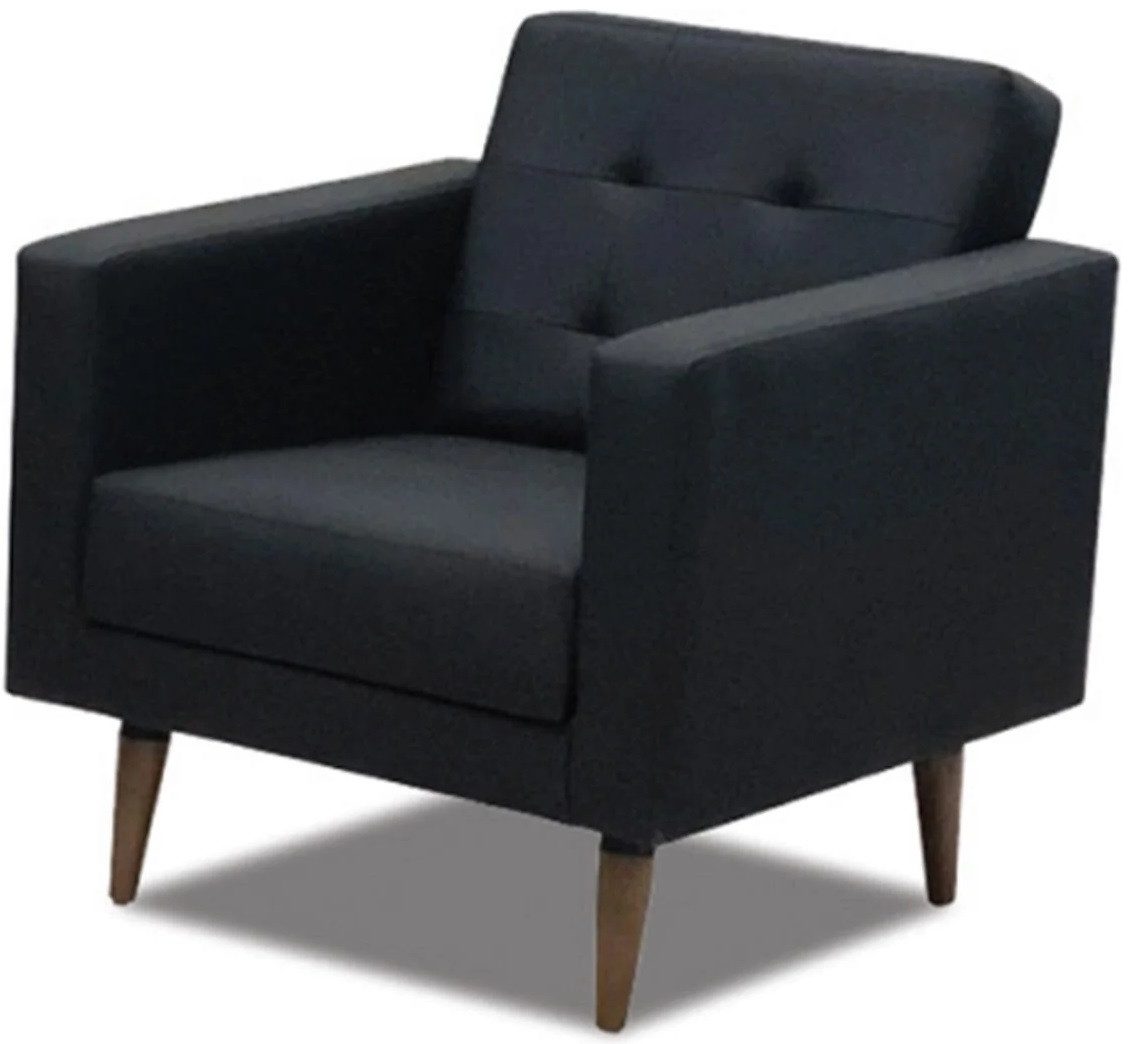 Sessel Eleganter schwarzer Stoff Sessel mit hochwertiger Polsterung