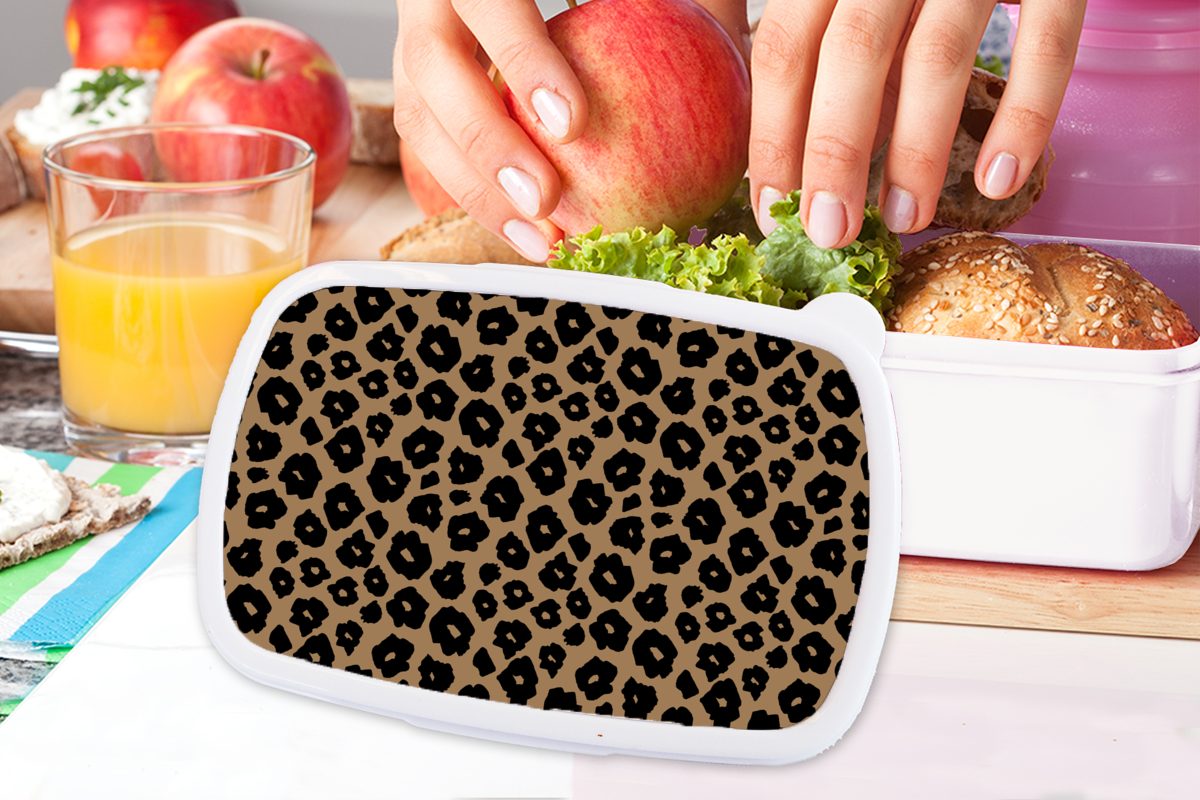 MuchoWow Lunchbox Muster - Jaguar Brotdose, für weiß Kunststoff, für Brotbox Mädchen und Jungs und Erwachsene, - Kinder (2-tlg), Punkte