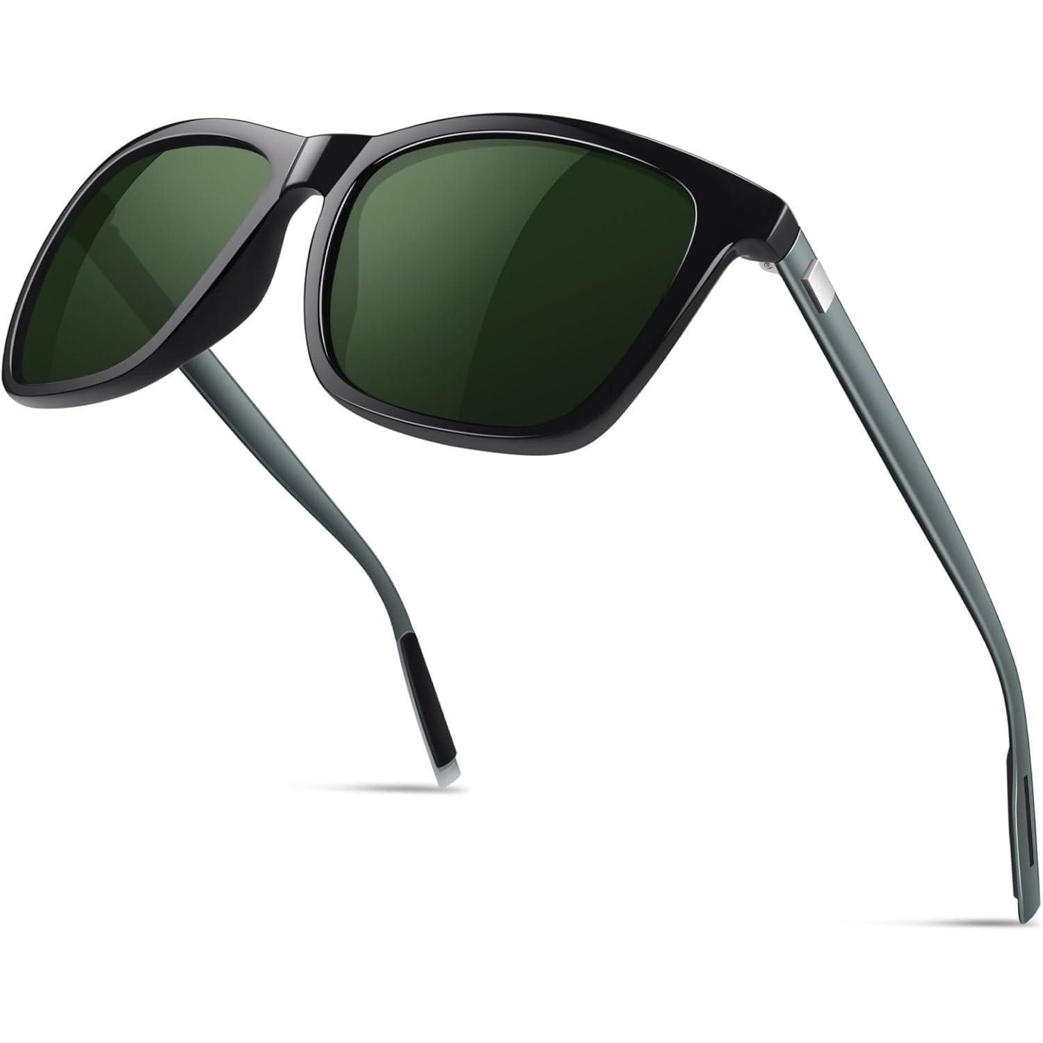 Retrosonnenbrille Sonnenbrille Herren Damen Schwarz Rahmen Grün Linse Polarisiert