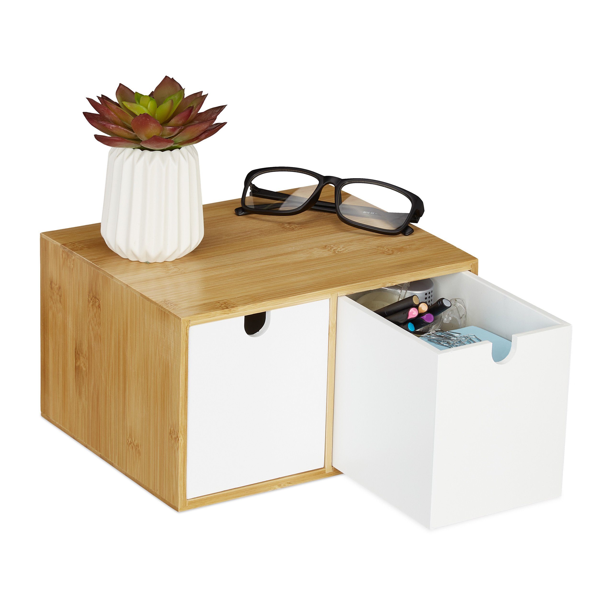 relaxdays Schreibtischaufsatz Schreibtisch Organizer 2 Schubladen, günstig online kaufen