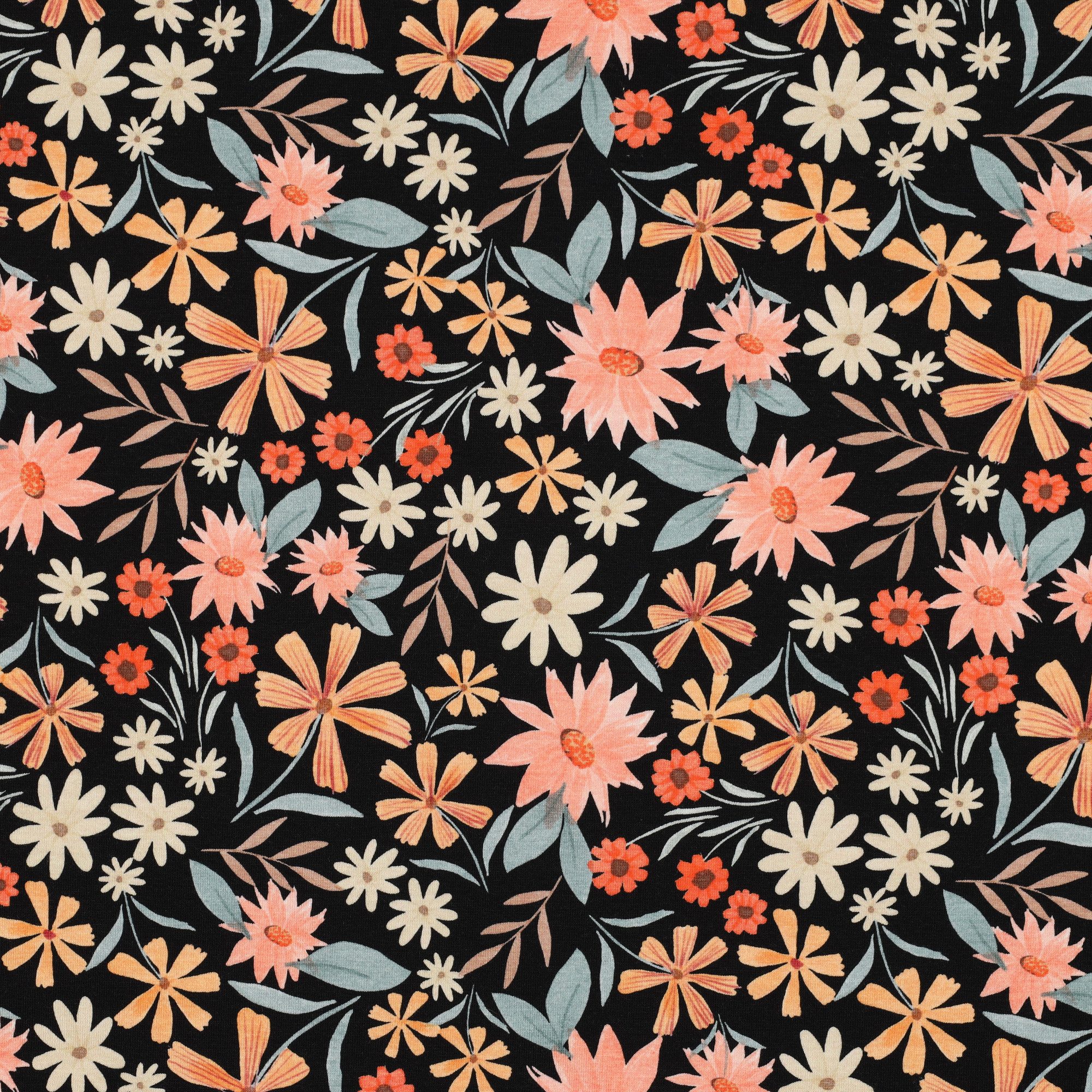 MAGAM-Stoffe Stoff "Mila", Blumen Mode Jersey Stoff Kinder OEKO-TEX Meterware ab 50cm