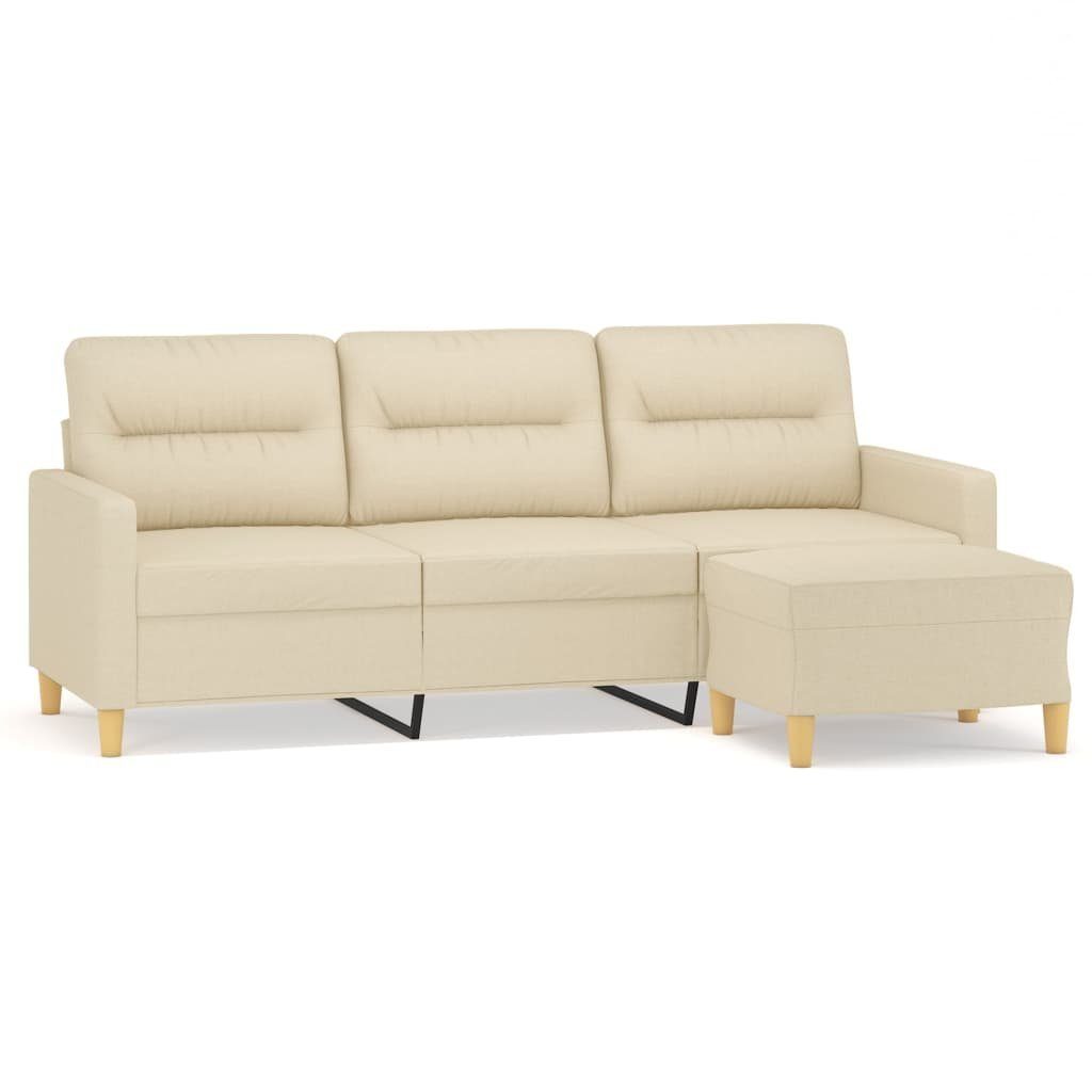 DOTMALL Sofa Gruppe Ecksofa, 3-Sitzer-Sofa mit Hocker,Robuster und stabiler Rahmen Creme