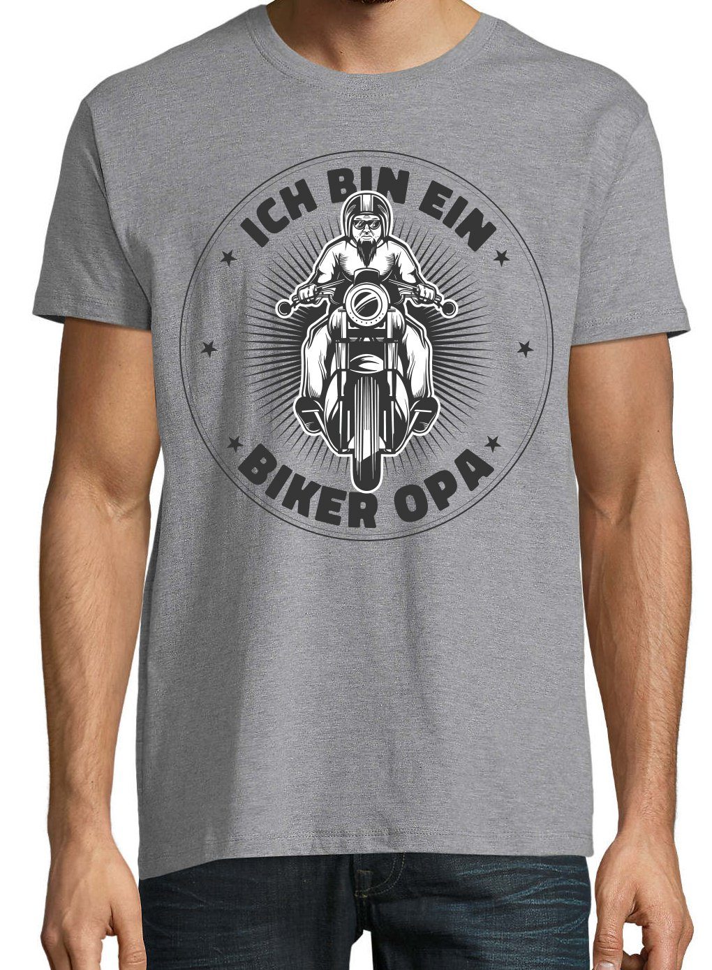 Grau Shirt Bin "Ich Designz trendigem Herren Opa" Frontprint T-Shirt Youth Biker Ein mit