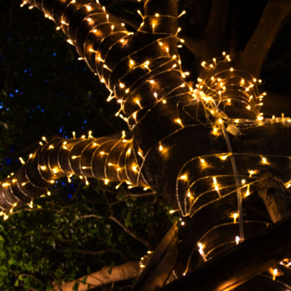 GLOBO LIGHTING LED Dekolicht, LED-Leuchtmittel fest verbaut, Warmweiß, 120x LED Lichterkette Dekolicht Weihnachten Terrassenleuchte 8x1m