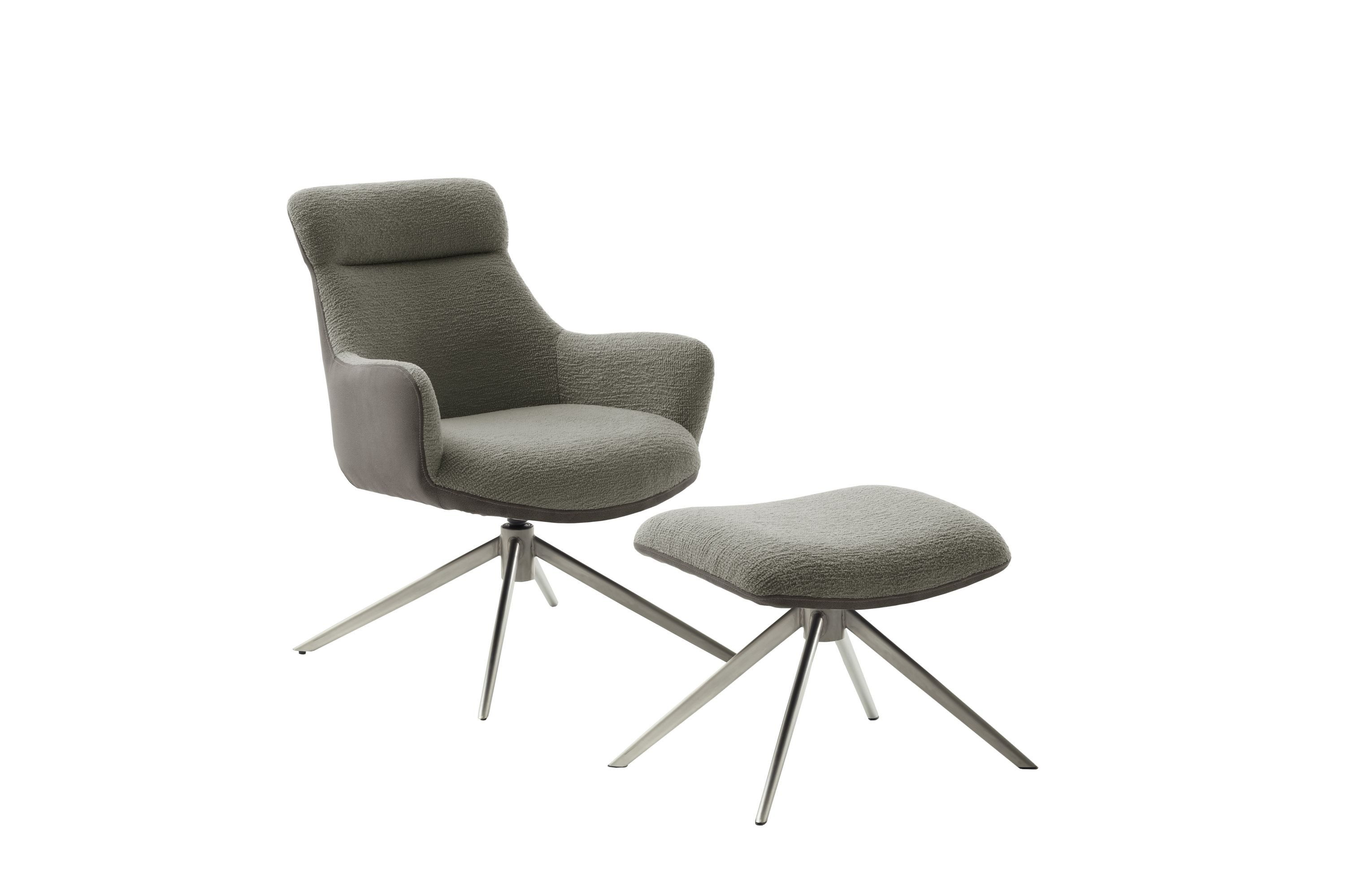 Robas Lund Loungesessel, inkl. Hocker in Schlammfarben m. Feinflor/Vintage & 360° drehbar