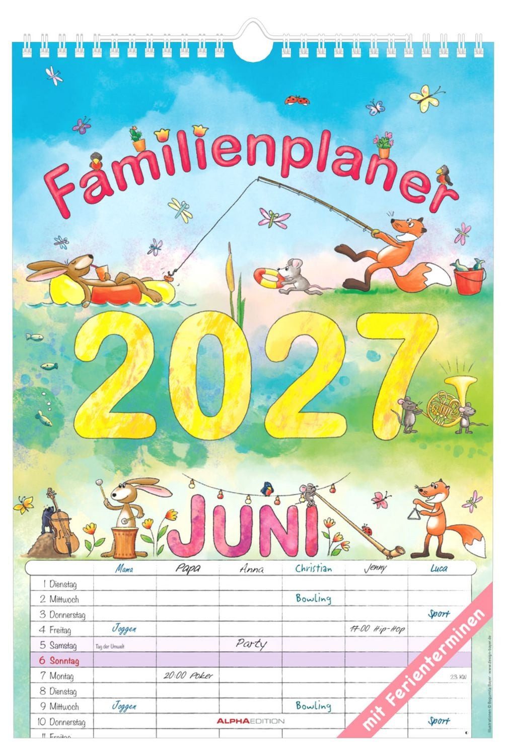 Wandkalender Familienplaner Cartoon 2027