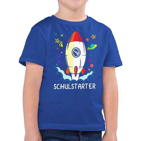 Shirtracer T-Shirt Schulstarter Rakete - bunt Einschulung Junge Schulanfang Geschenke