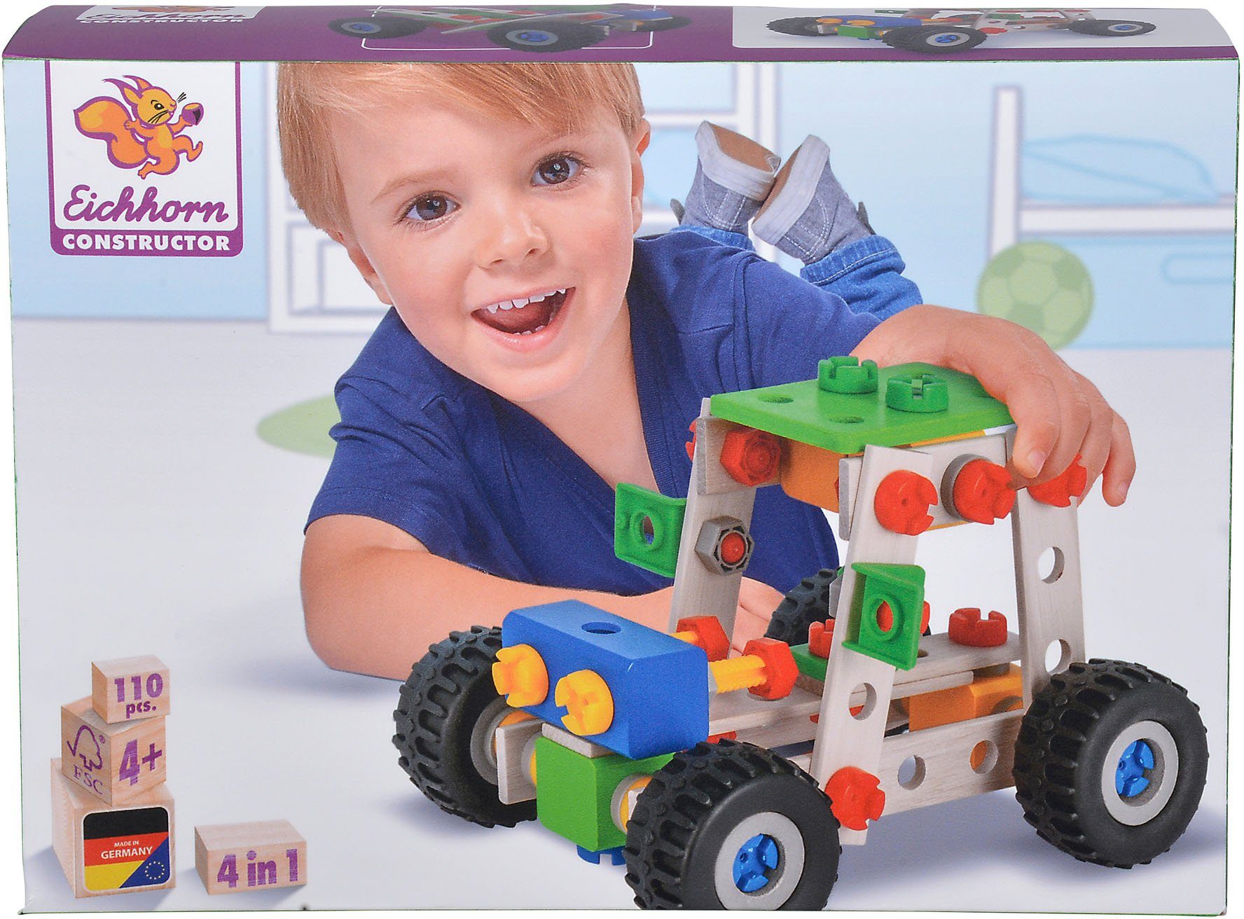 Eichhorn Constructor Quad, 110-tlg. Konstruktionsspielsteine, (110 St), Made in Germany, FSC® - schützt Wald