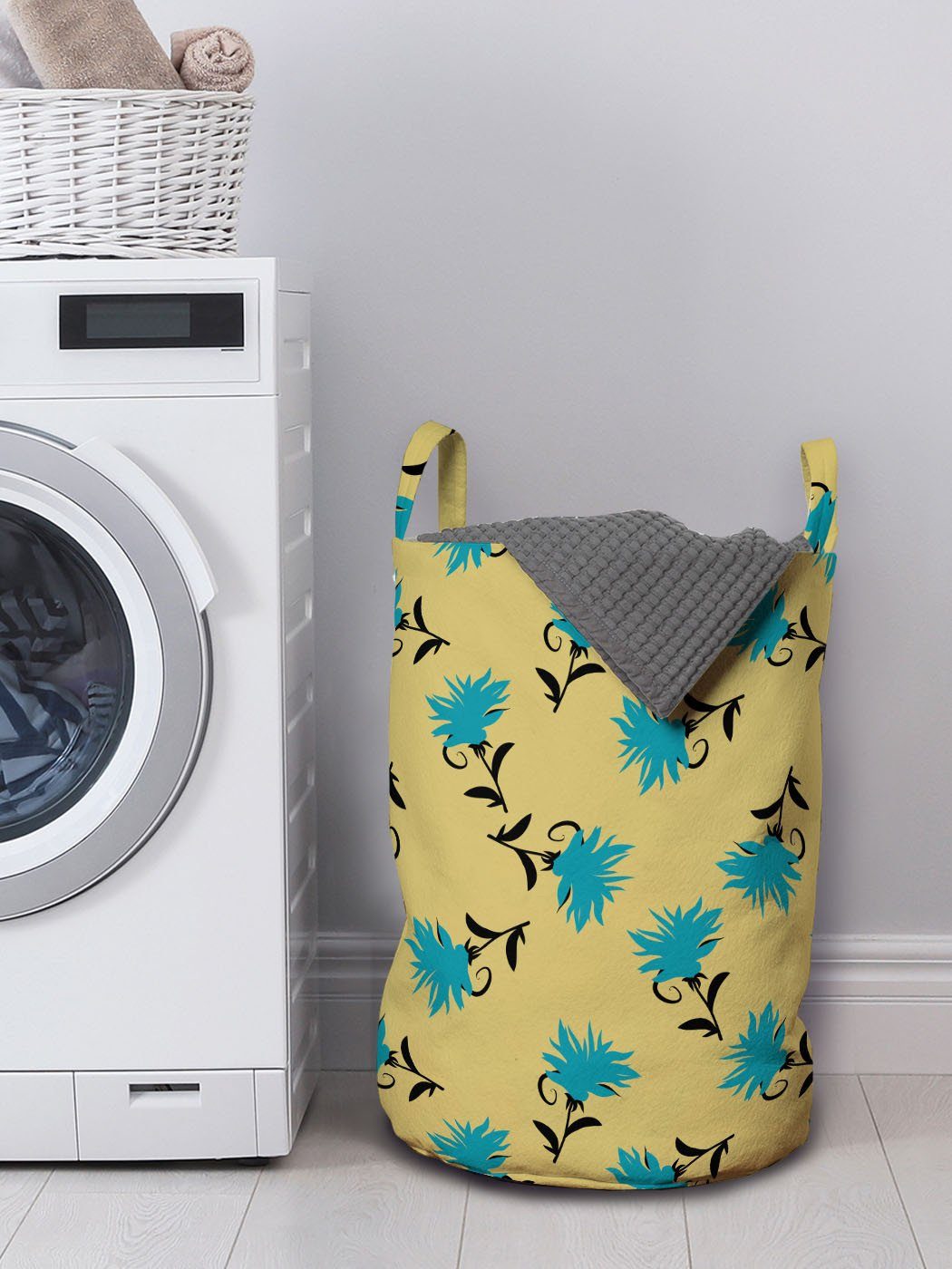 Abakuhaus Wäschesäckchen Wäschekorb Griffen mit mit Türkisblau für Kordelzugverschluss Petal Peduncle Waschsalons