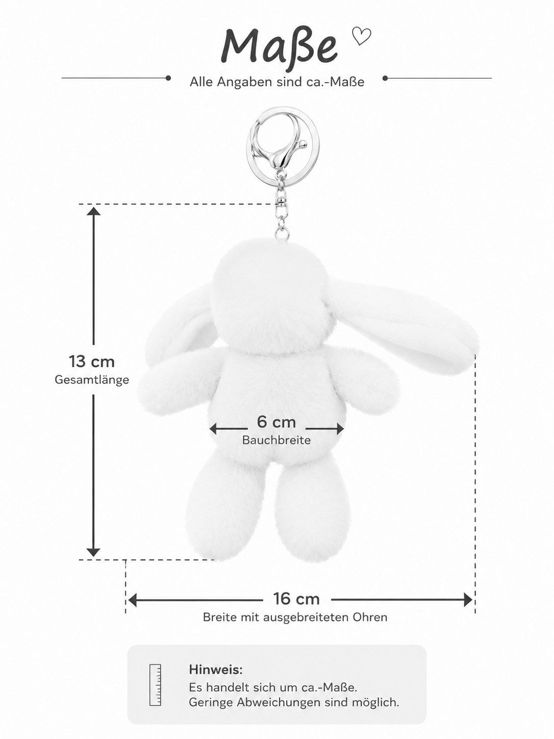 soma Schlüsselanhänger Plüsch Hase Schlüsselanhänger flauschig als Überraschungsartikel weich (Set, 1-tlg., Geschenk-Set), Flauschiger Hasenanhänger mit Karabiner, Farbe als Überraschung dabei