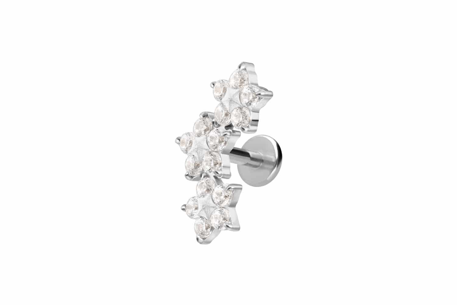 PIERCINGLINE Piercing-Set Titan Labret mit Innengewinde 3 KRISTALLBLUMEN (Labrets, 1-tlg)