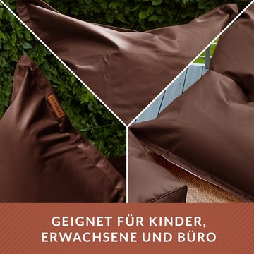 Green Bean Sitzsack XXL inklusive Pouf als Set aus Kunstleder (Indoor & Outdoor, abwaschbarer Bezug, mit), EPS Perlen Füllung ca. 180x140cm - Couch Kissen Riesensitzsack Lounge