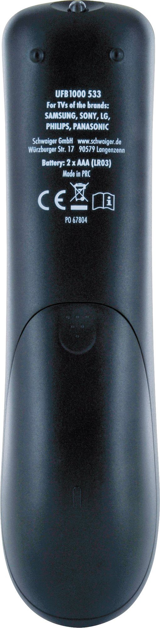 Schwaiger UFB1000 533 Universal-Fernbedienung (2-in-1, Tastenprägung und Orientierungspunkte auf beiden Wippen)
