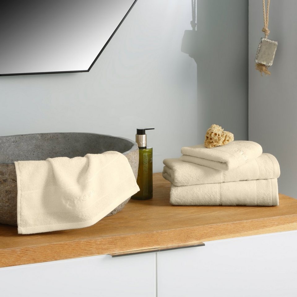 my home Handtuch Set »Aiden«, Handtücher mit Markenlogo Stickerei in der  Bordüre, Frottier, (Set, 4-tlg), 2 Gästehandtücher, 2 Handtücher, aus 100%  Baumwolle