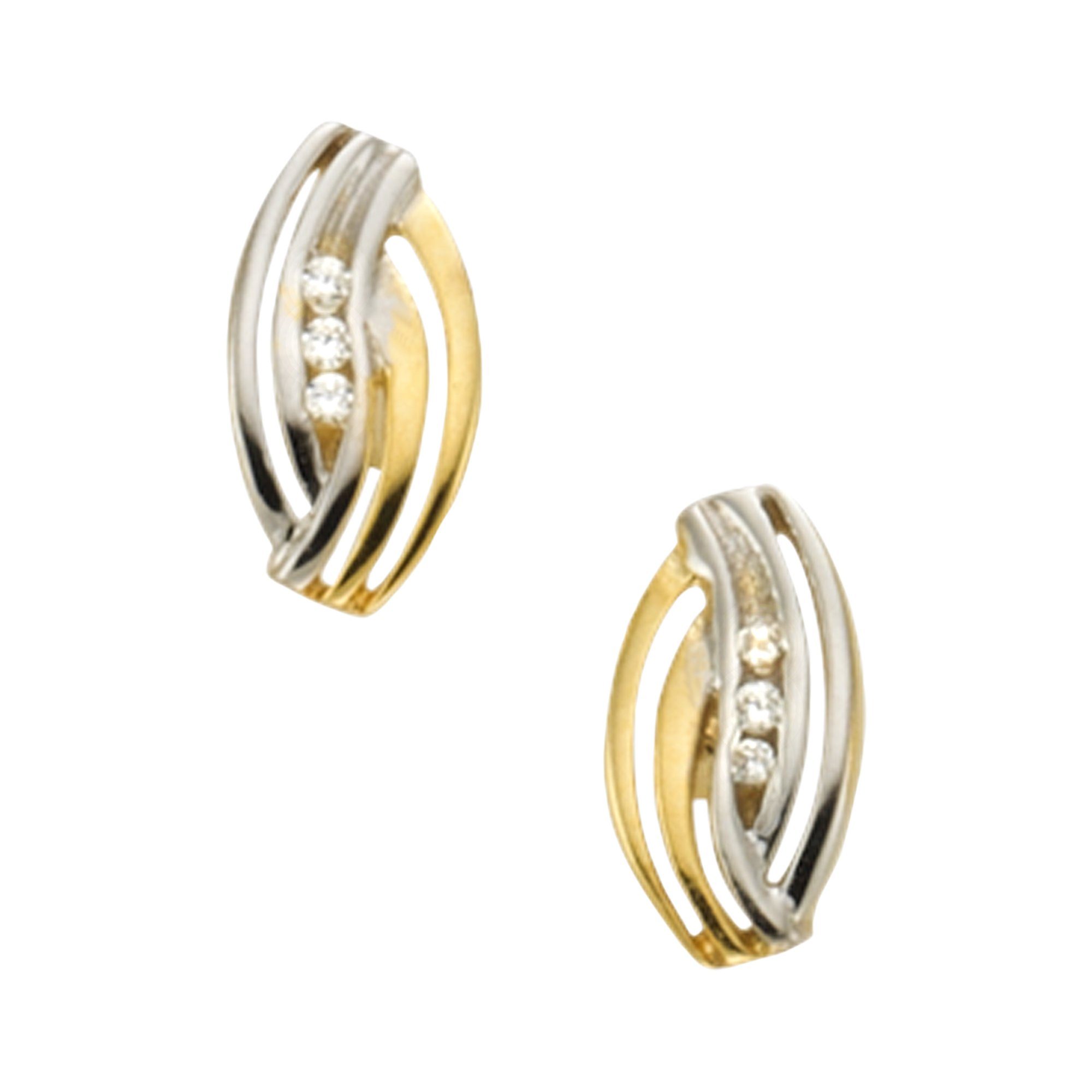 Vivance Paar Ohrstecker 333/- Gelbgold bicolor 6x Zirkonia
