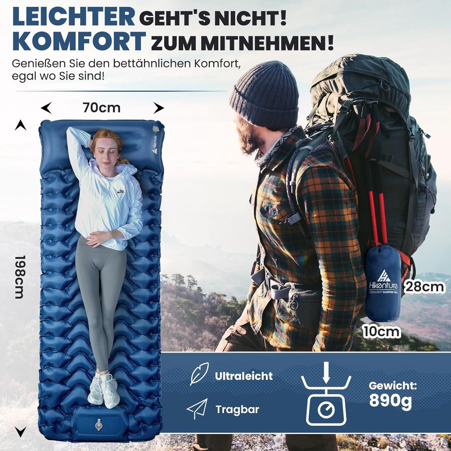 LuxusKollektion Campingstuhl Isomatte Selbstaufblasend 10cm Camping günstig online kaufen