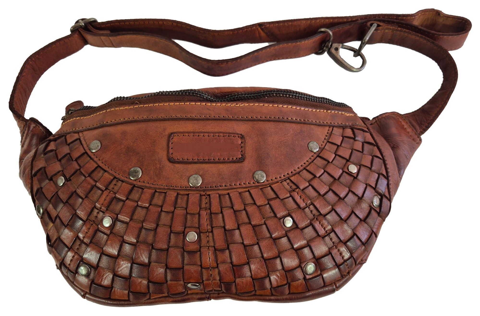Bauchtasche Elegante Echt Leder Gürteltasche Elegant Geflochten - Hüfttasche