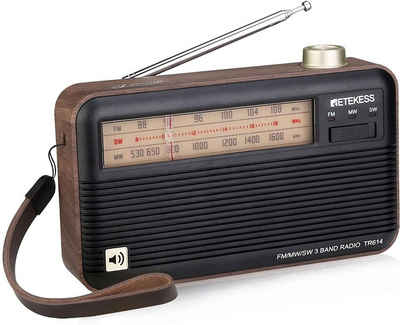 Retekess »TR614 Retro-Radio FM/MW/SW für ältere Menschen« UKW-Radio (Kurzwellenradio Tragbares Radio, Ausgestattet mit 1200mAh Akku)