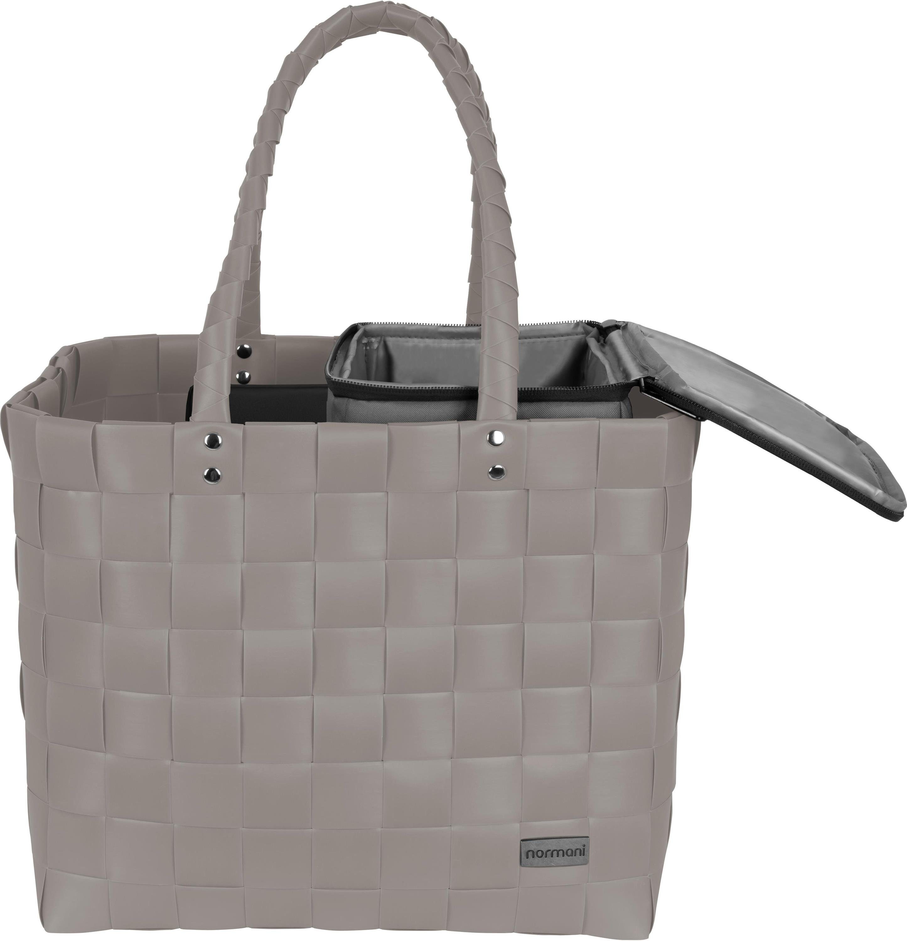 normani Einkaufskorb Flechtkorb mit kleiner Kühltasche, 20 l, Einkaufskorb mit kleinem Kühlkorb