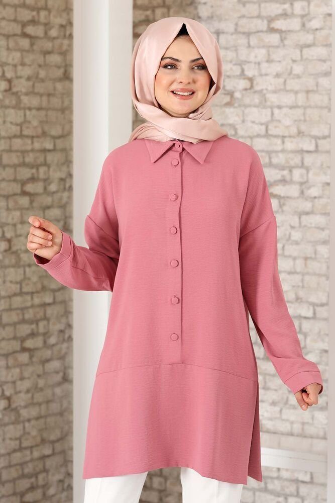 Modavitrini Longtunika Lockere Hijab-Tunika mit Knopfdetail Damen Tunika (SALAS TUNIK)